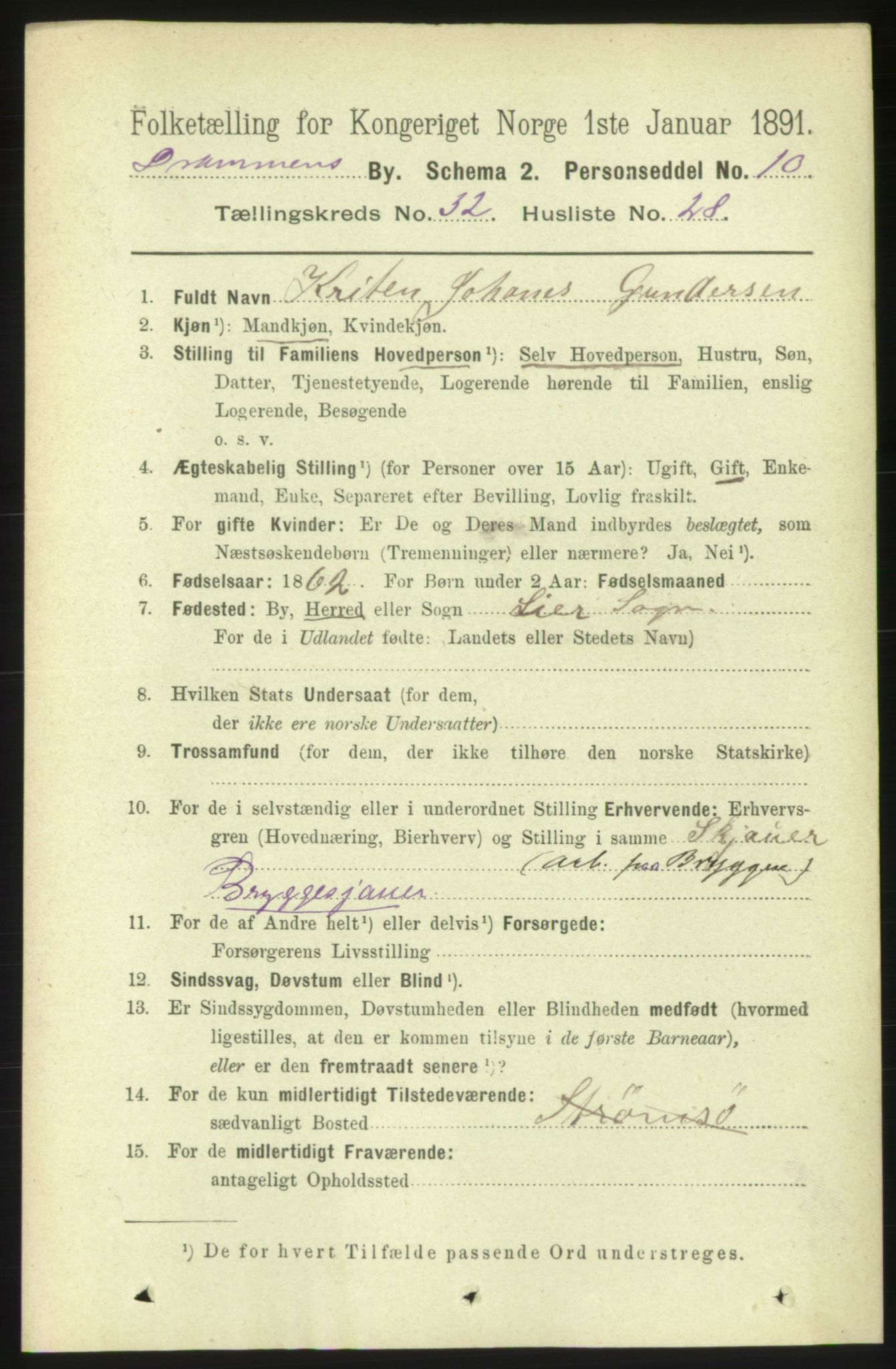 RA, 1891 census for 0602 Drammen, 1891, p. 19612