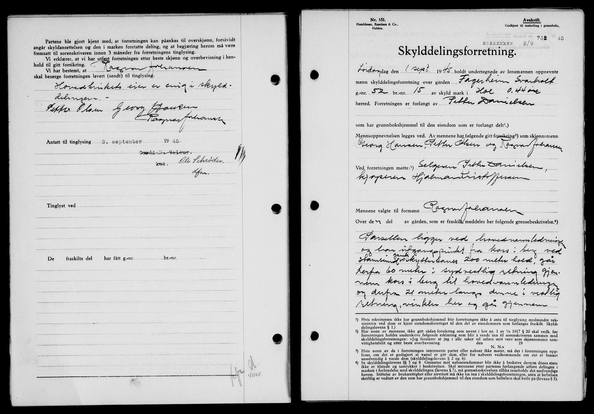 Lofoten sorenskriveri, SAT/A-0017/1/2/2C/L0013a: Mortgage book no. 13a, 1944-1946, Diary no: : 762/1945