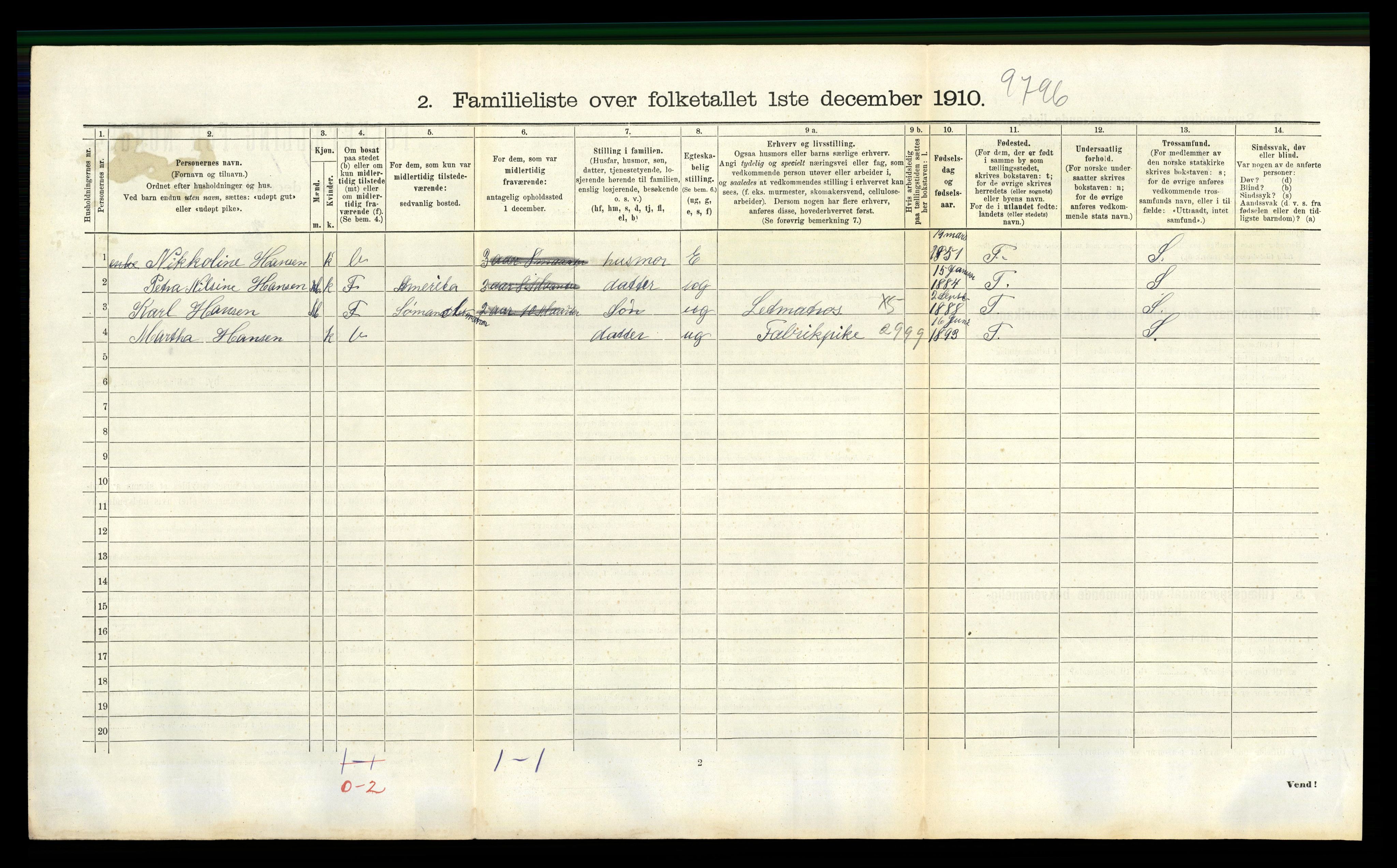RA, 1910 census for Larvik, 1910, p. 5052