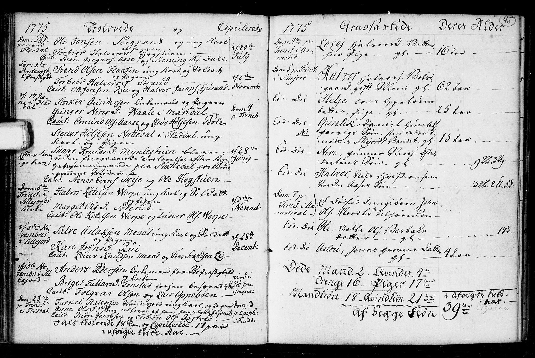 Seljord kirkebøker, SAKO/A-20/F/Fa/L0008: Parish register (official) no. I 8, 1755-1814, p. 45