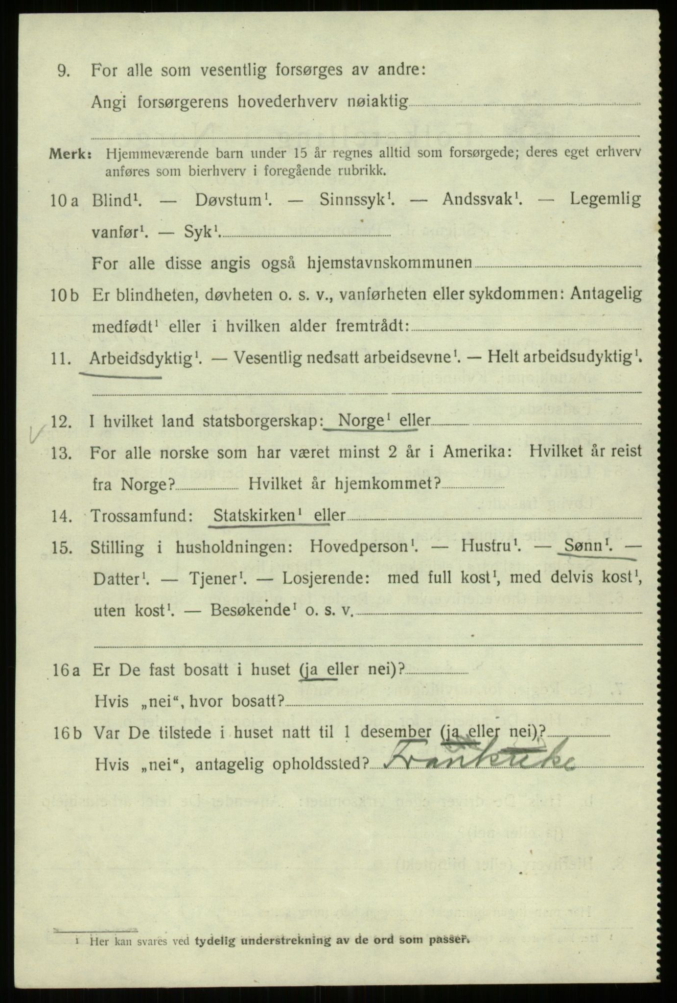 SAB, 1920 census for Bergen, 1920, p. 202726