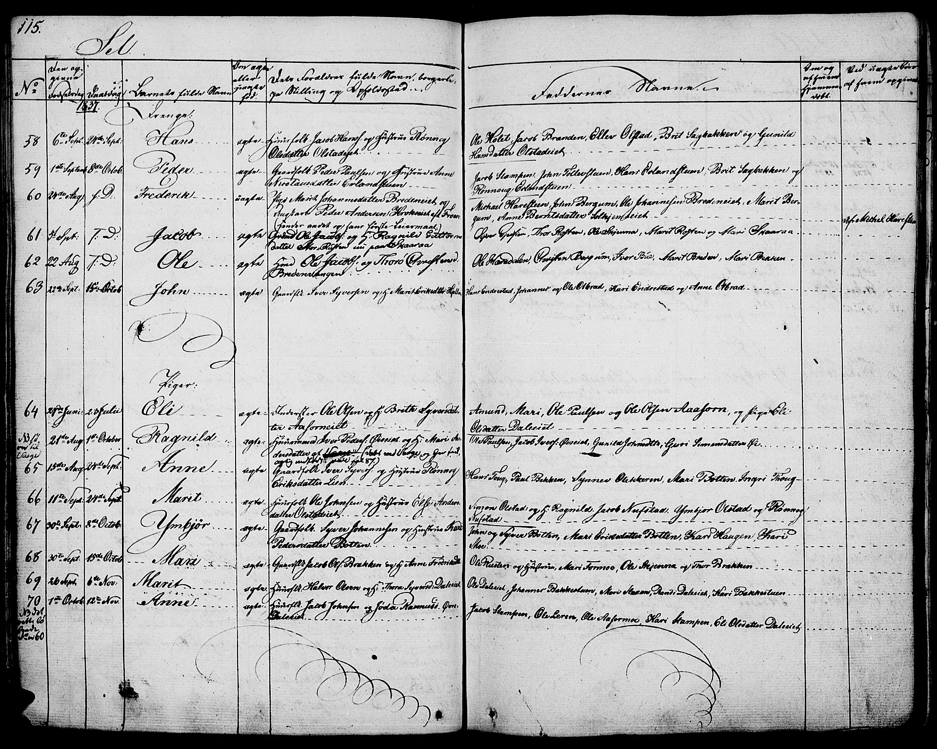 Vågå prestekontor, SAH/PREST-076/H/Ha/Haa/L0004: Parish register (official) no. 4 /3, 1834-1842, p. 115