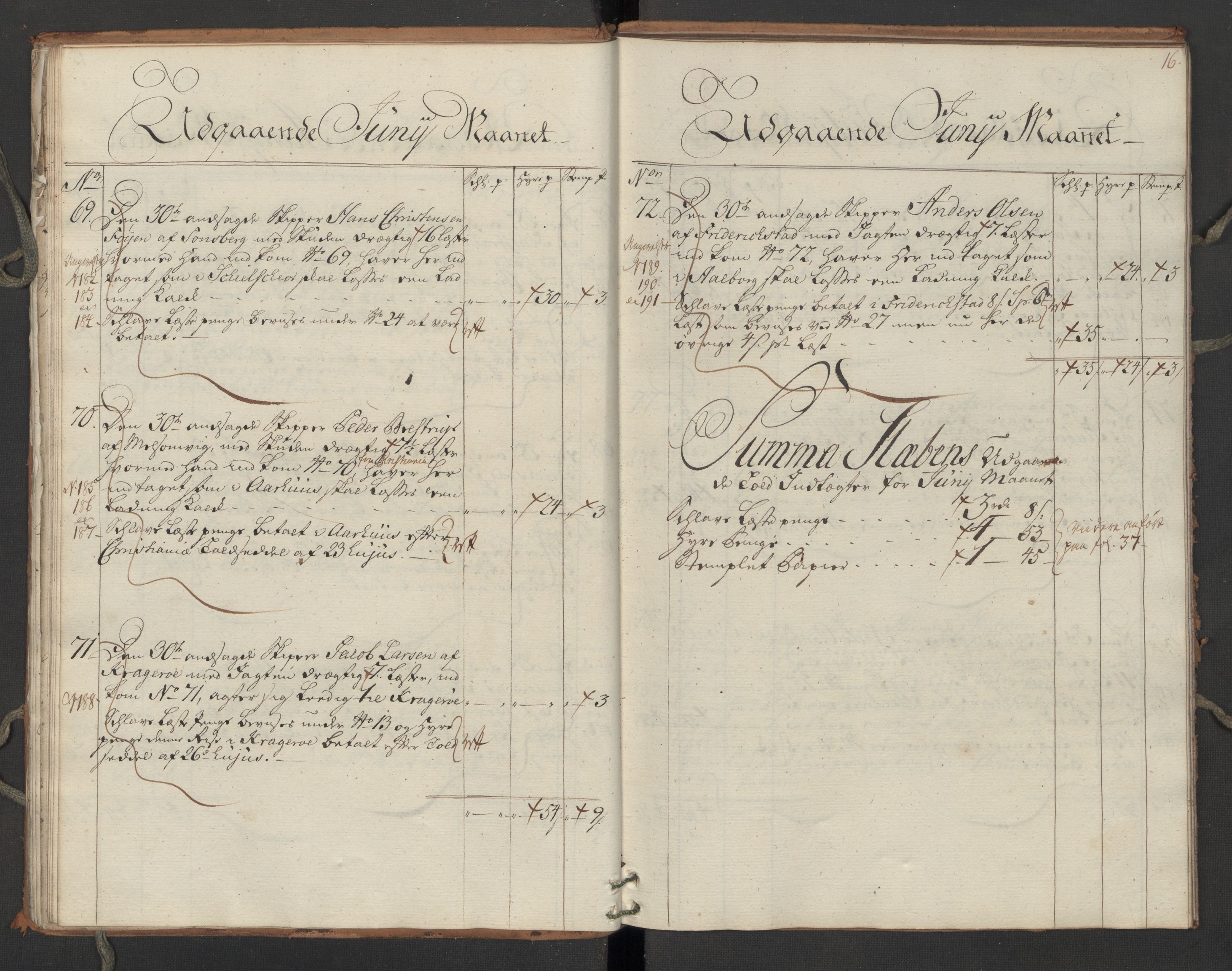 Generaltollkammeret, tollregnskaper, AV/RA-EA-5490/R06/L0064/0002: Tollregnskaper Kristiania / Utgående hovedtollbok Slependen, 1762, p. 15b-16a