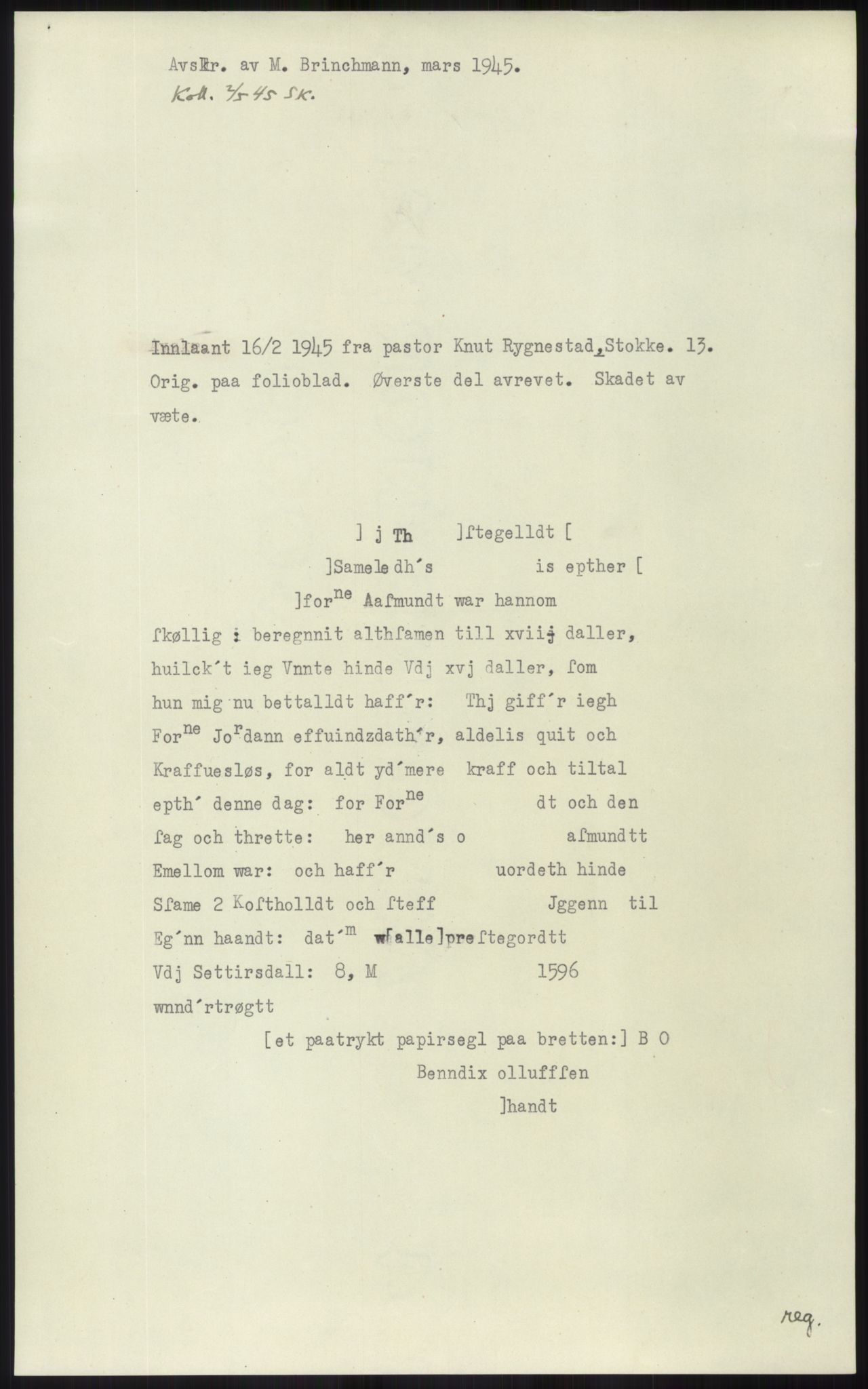 Samlinger til kildeutgivelse, Diplomavskriftsamlingen, AV/RA-EA-4053/H/Ha, p. 1527