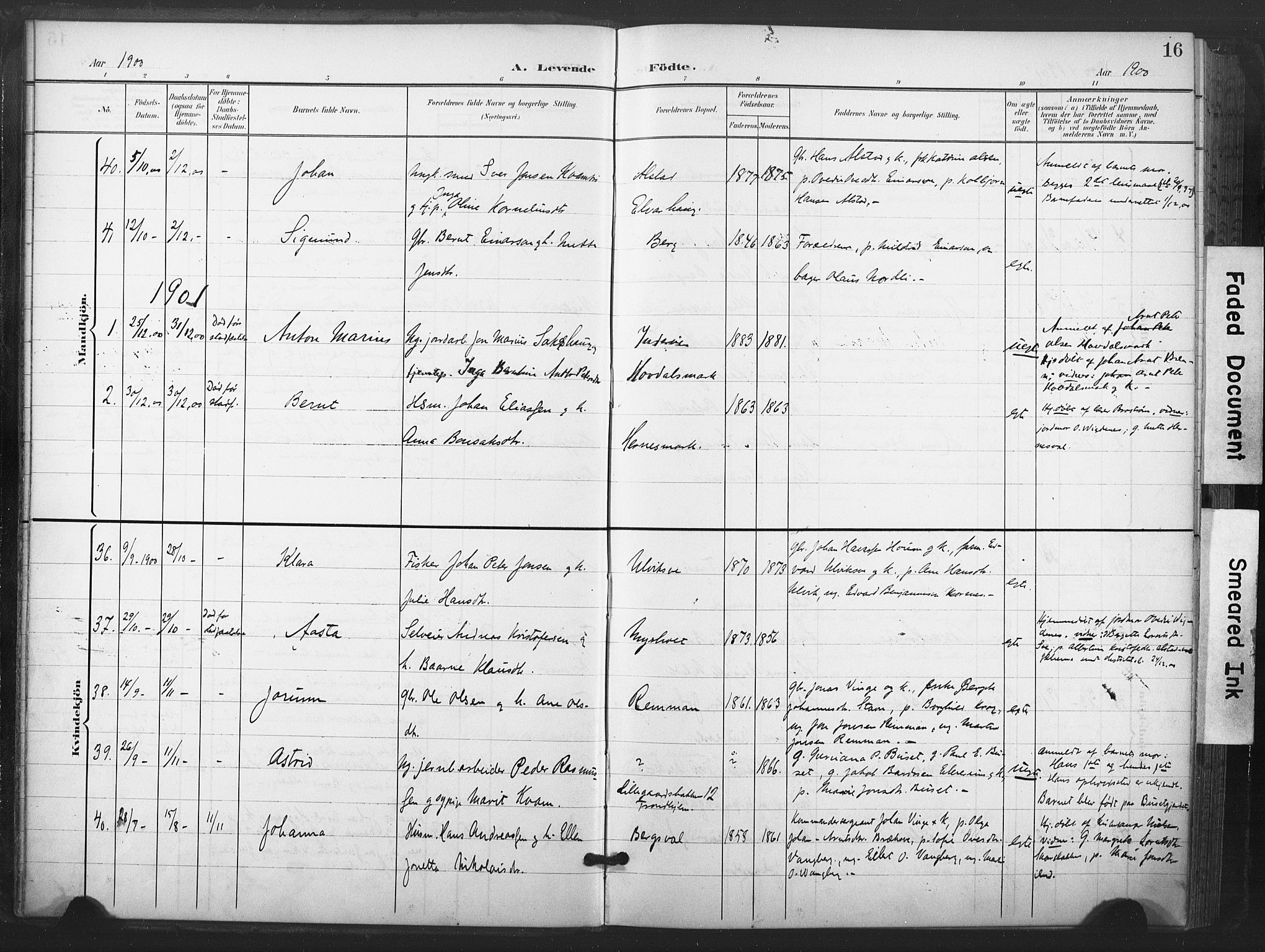 Ministerialprotokoller, klokkerbøker og fødselsregistre - Nord-Trøndelag, SAT/A-1458/713/L0122: Parish register (official) no. 713A11, 1899-1910, p. 16