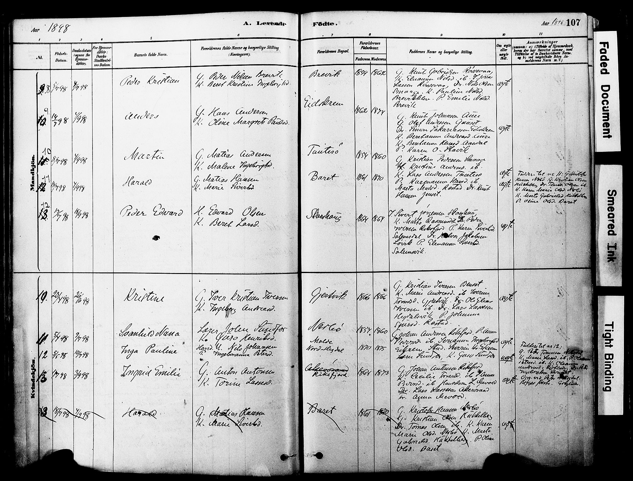 Ministerialprotokoller, klokkerbøker og fødselsregistre - Møre og Romsdal, SAT/A-1454/560/L0721: Parish register (official) no. 560A05, 1878-1917, p. 107