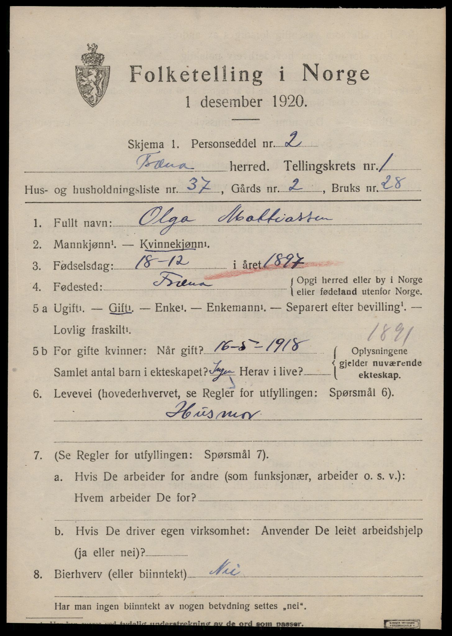 SAT, 1920 census for Fræna, 1920, p. 1527