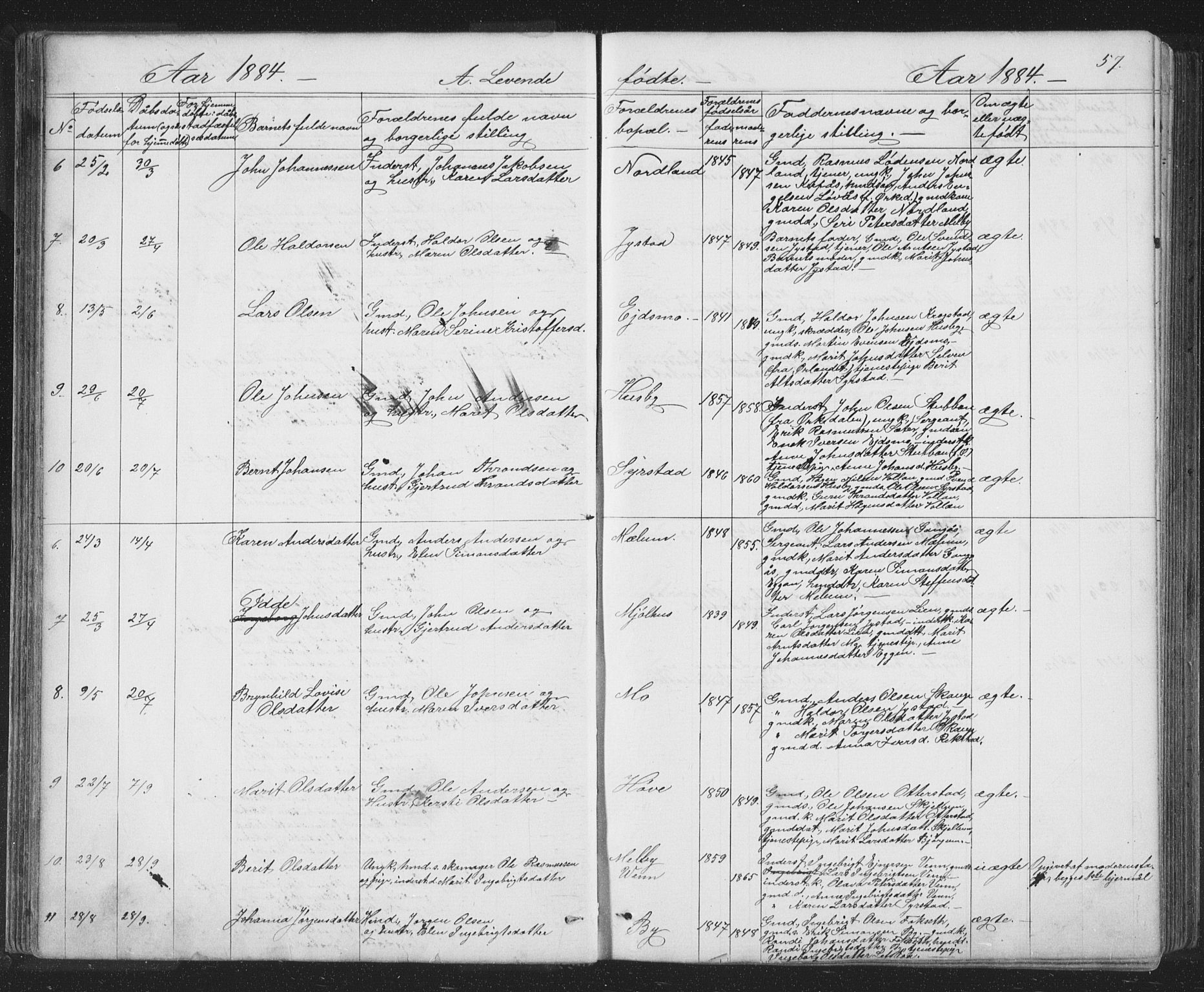 Ministerialprotokoller, klokkerbøker og fødselsregistre - Sør-Trøndelag, SAT/A-1456/667/L0798: Parish register (copy) no. 667C03, 1867-1929, p. 57
