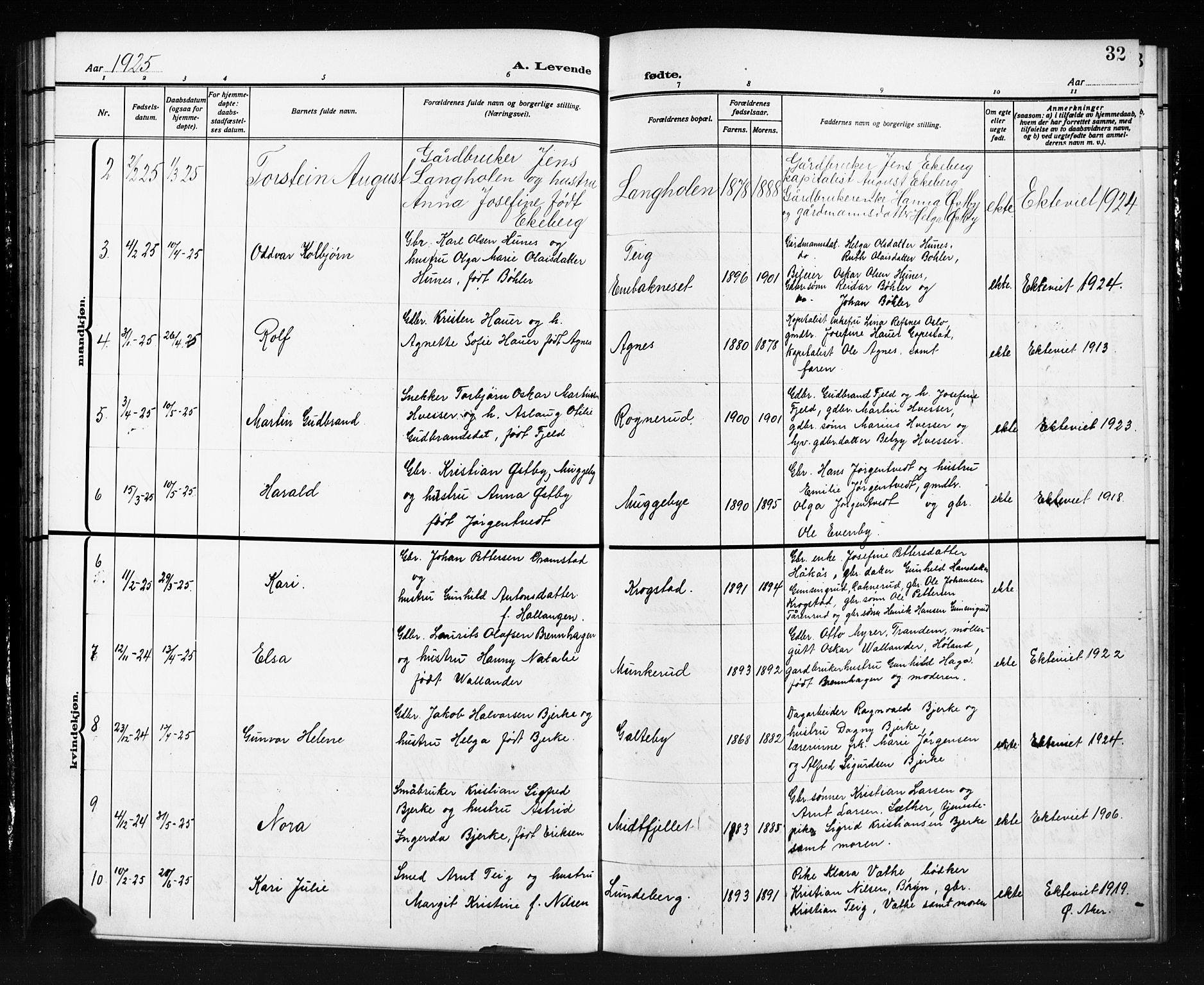 Trøgstad prestekontor Kirkebøker, AV/SAO-A-10925/G/Gb/L0001: Parish register (copy) no. II 1, 1911-1925, p. 32