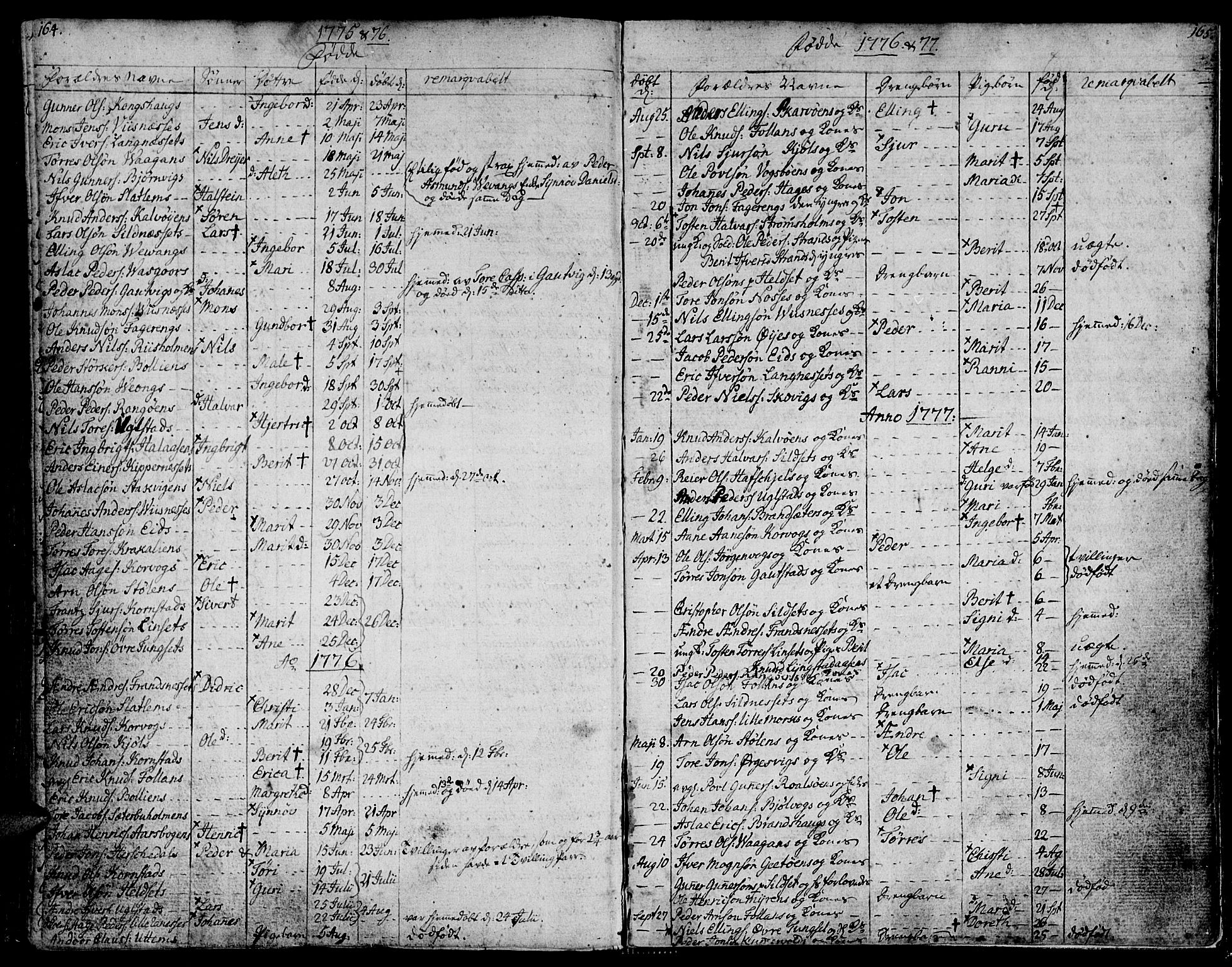 Ministerialprotokoller, klokkerbøker og fødselsregistre - Møre og Romsdal, SAT/A-1454/570/L0829: Parish register (official) no. 570A03, 1769-1788, p. 164-165