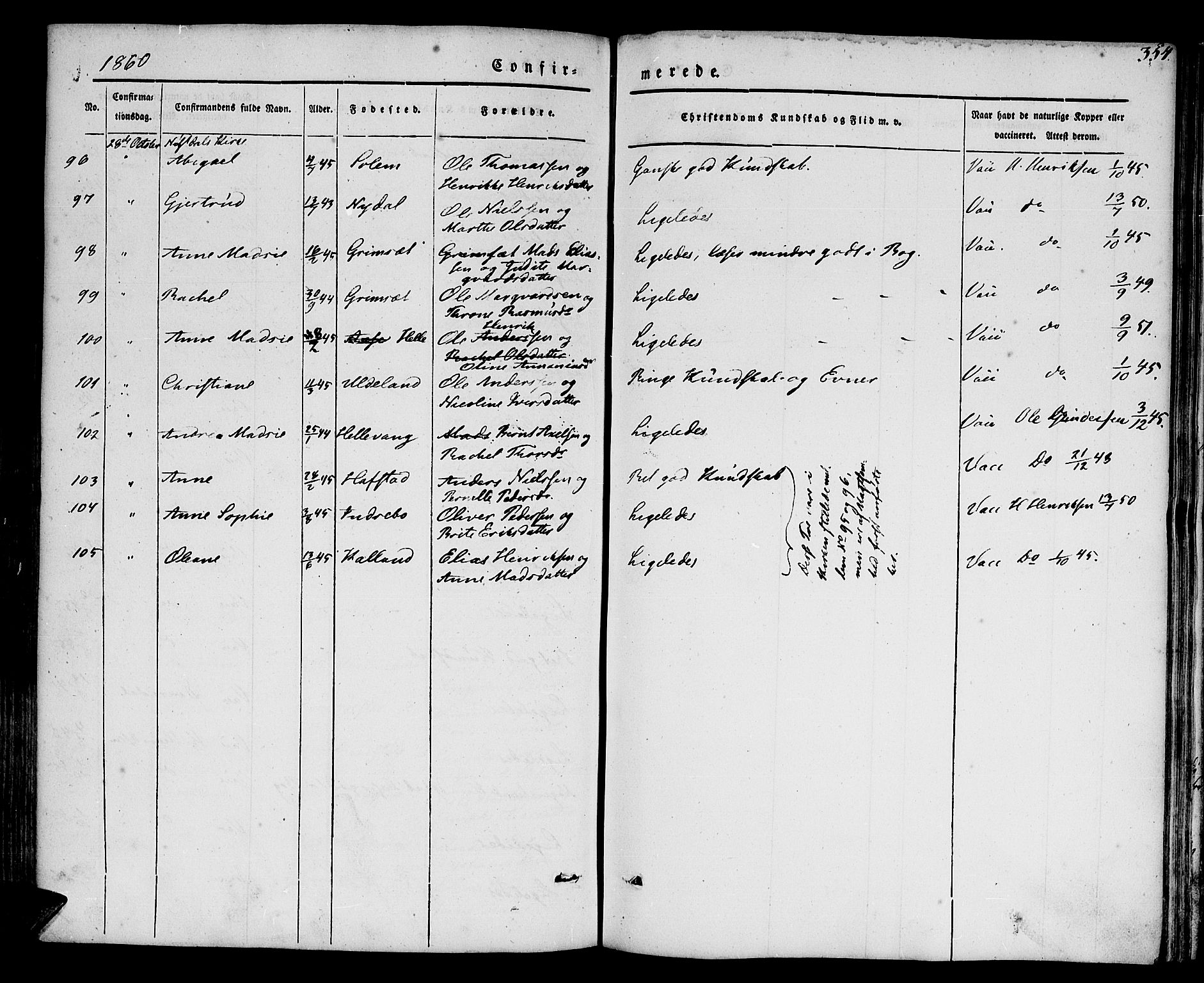 Førde sokneprestembete, SAB/A-79901/H/Haa/Haaa/L0007: Parish register (official) no. A 7, 1843-1860, p. 354