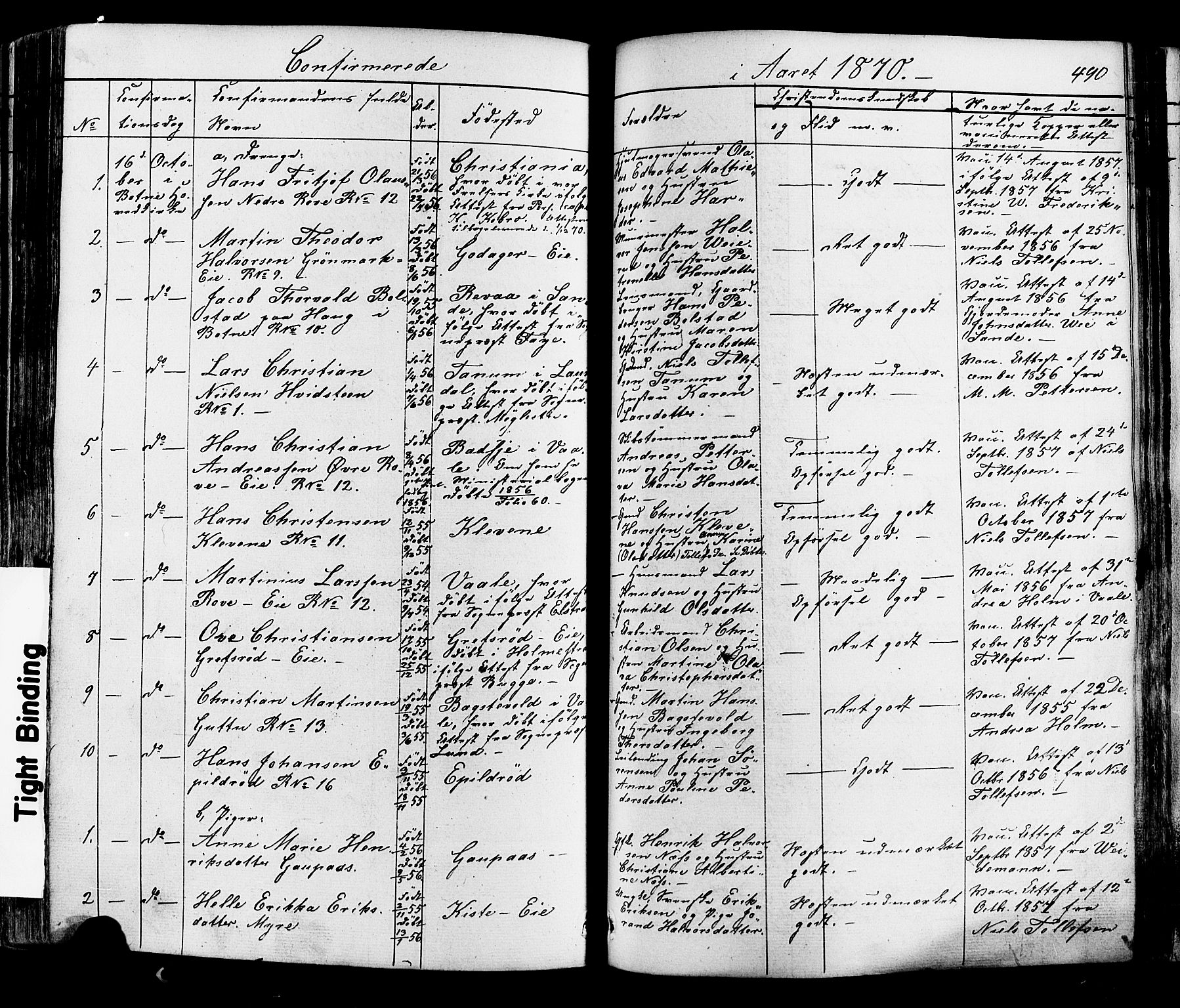 Botne kirkebøker, SAKO/A-340/F/Fa/L0006: Parish register (official) no. I 6, 1836-1877, p. 490