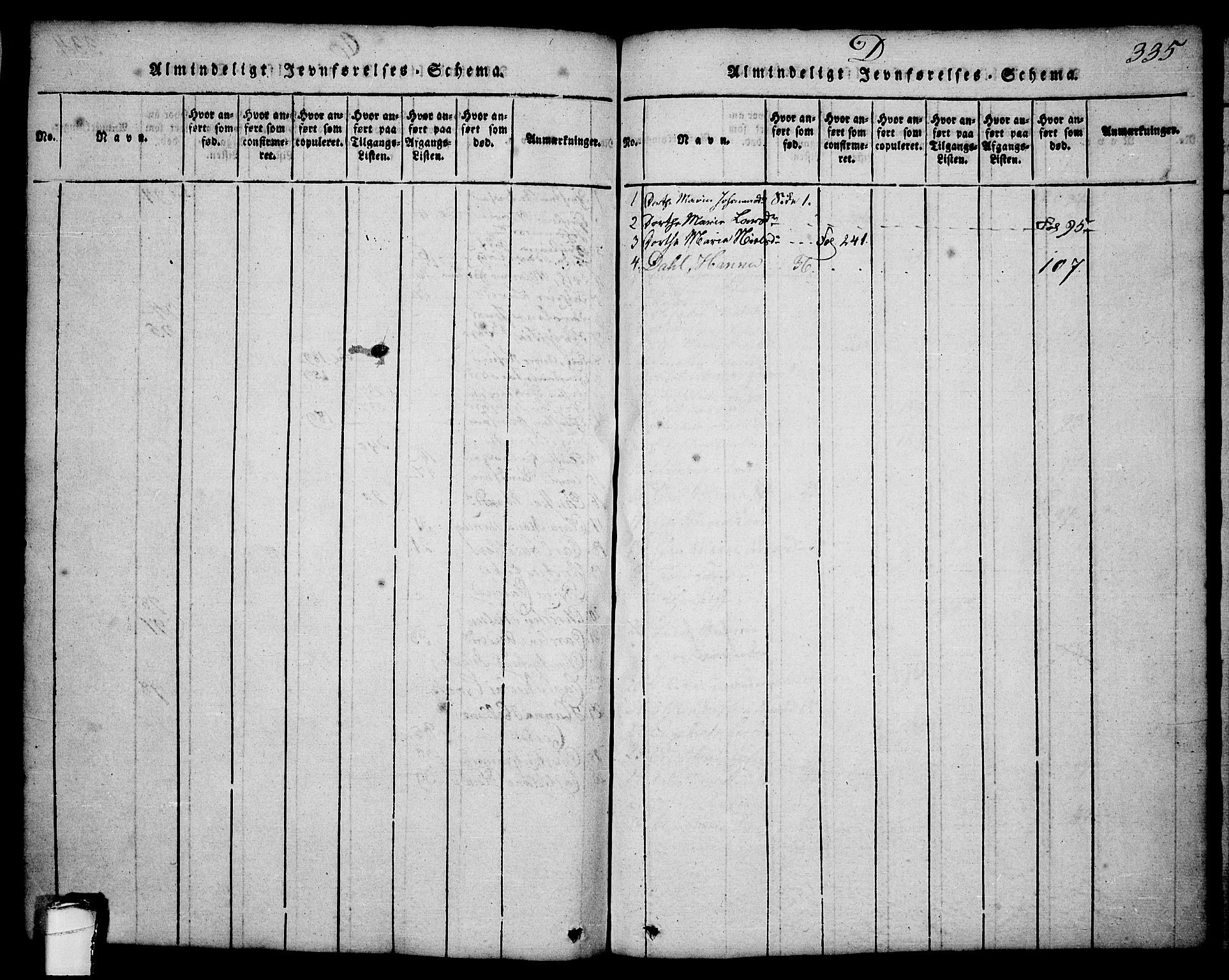 Brevik kirkebøker, AV/SAKO-A-255/G/Ga/L0001: Parish register (copy) no. 1, 1814-1845, p. 335