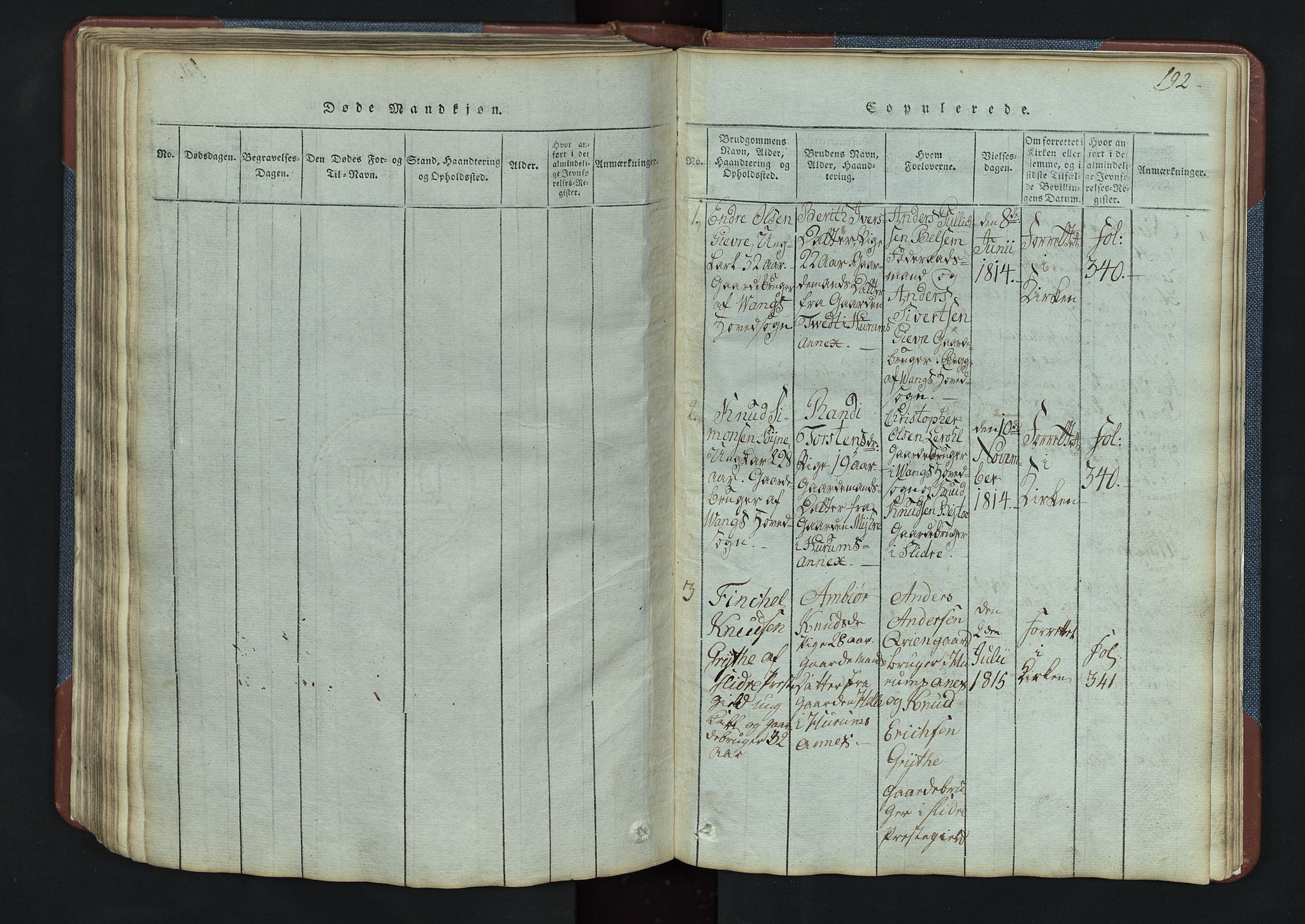 Vang prestekontor, Valdres, SAH/PREST-140/H/Hb/L0003: Parish register (copy) no. 3, 1814-1892, p. 192