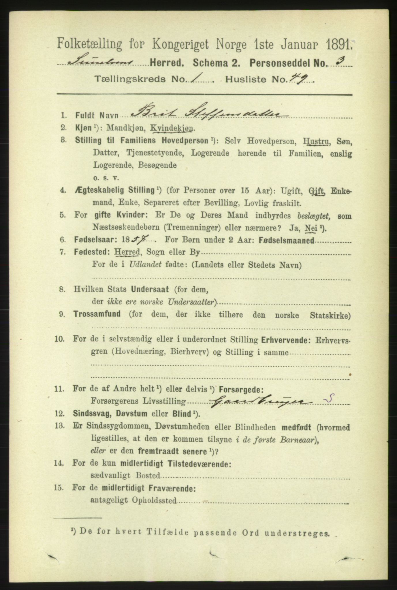 RA, 1891 census for 1523 Sunnylven, 1891, p. 342