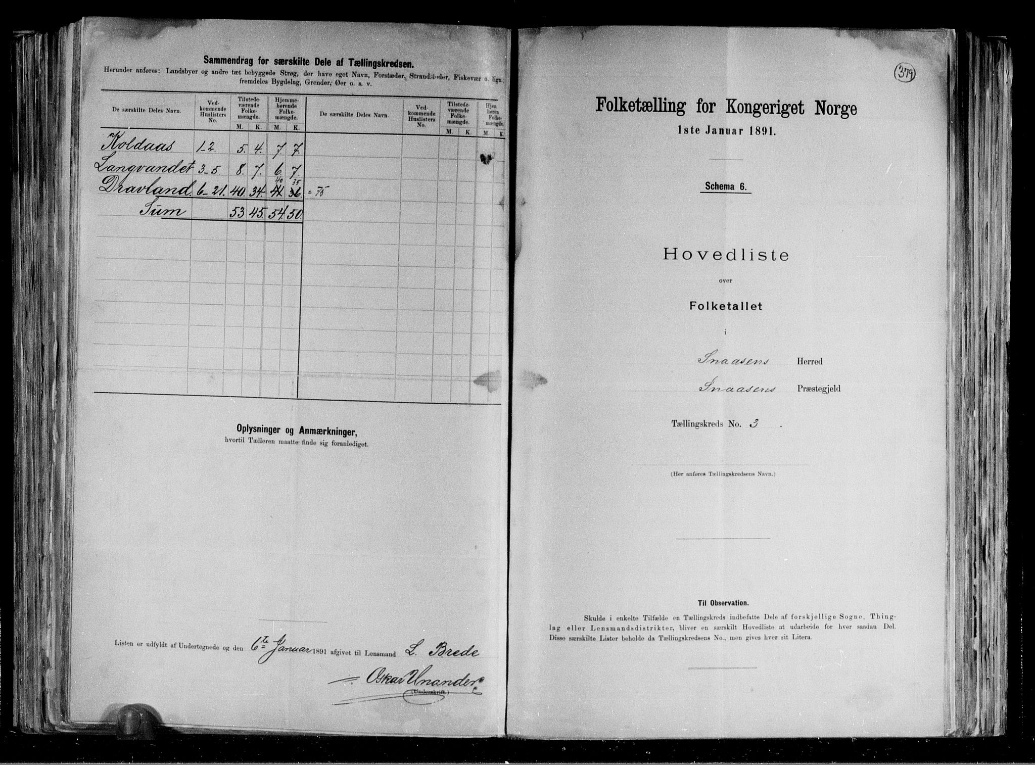 RA, 1891 census for 1736 Snåsa, 1891, p. 9