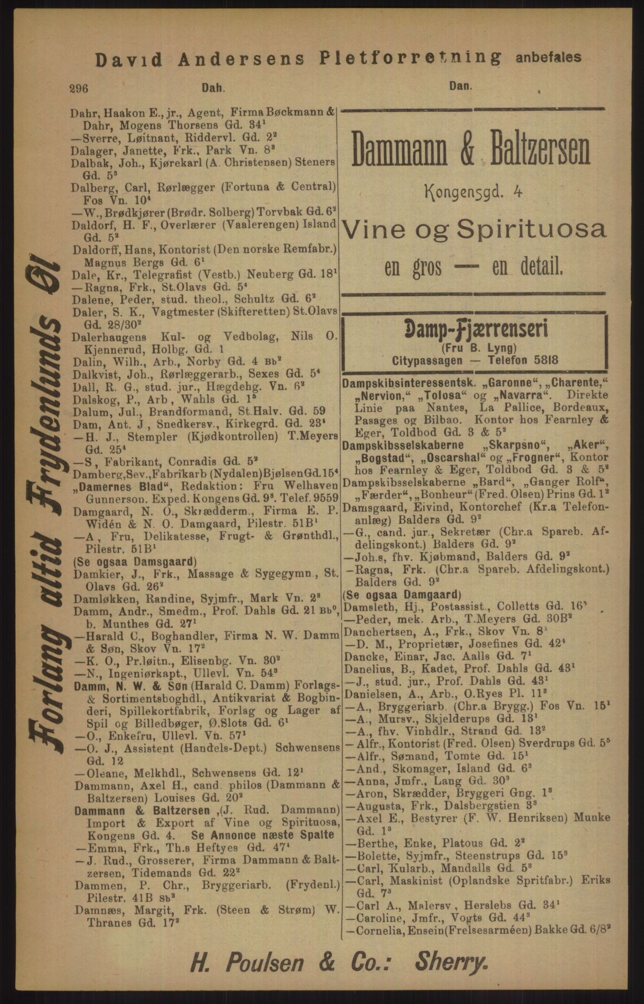 Kristiania/Oslo adressebok, PUBL/-, 1905, p. 296