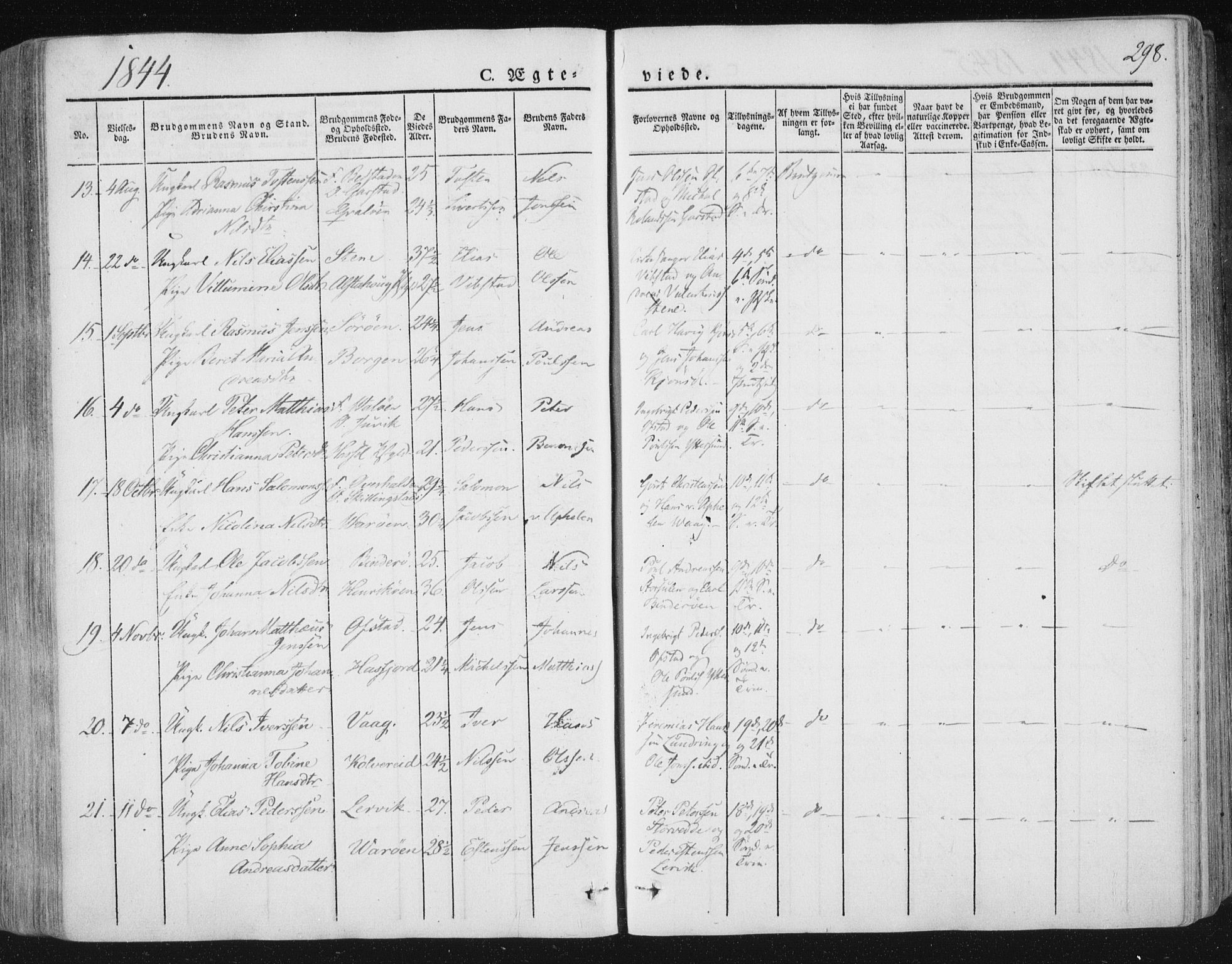 Ministerialprotokoller, klokkerbøker og fødselsregistre - Nord-Trøndelag, SAT/A-1458/784/L0669: Parish register (official) no. 784A04, 1829-1859, p. 298