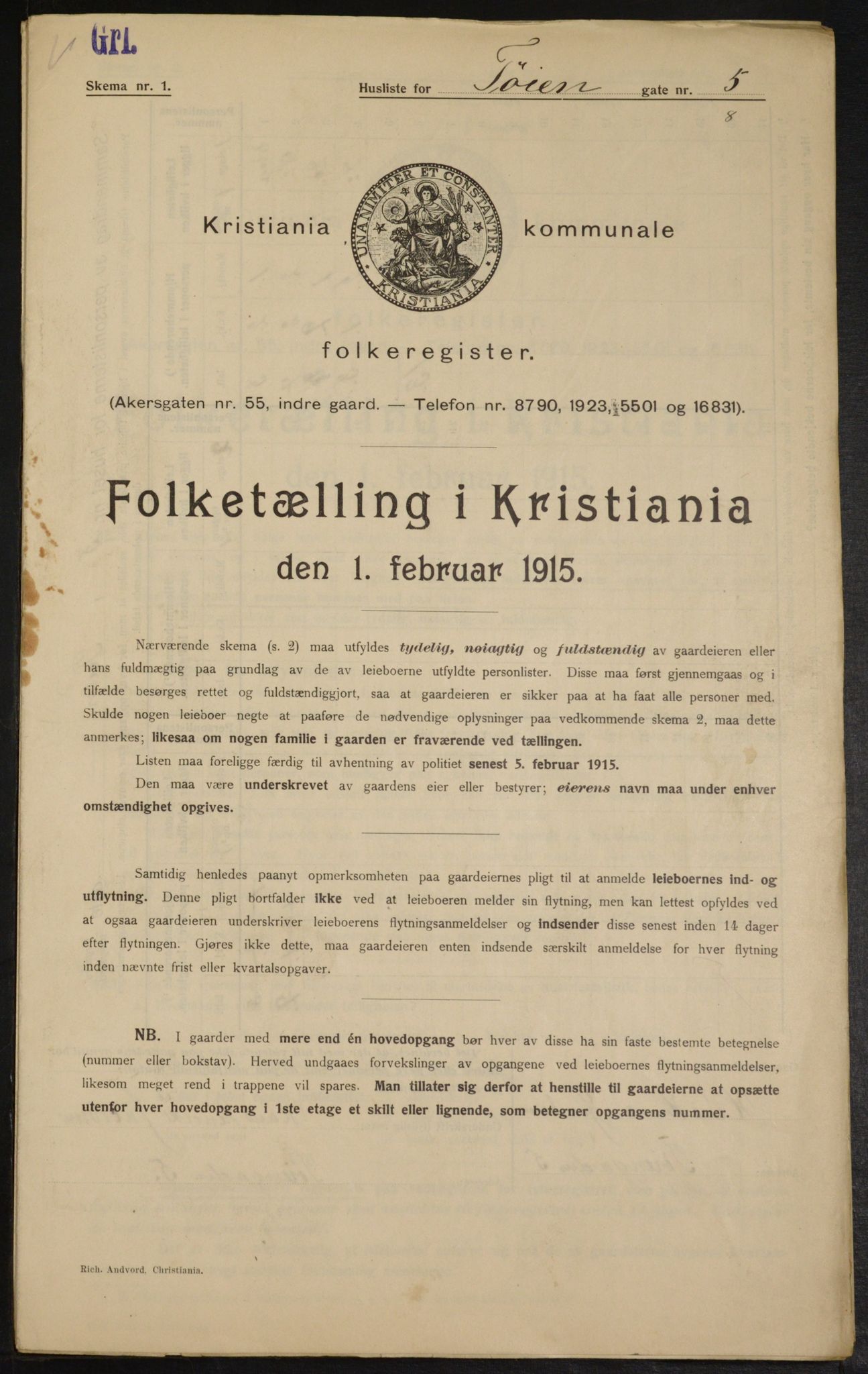 OBA, Municipal Census 1915 for Kristiania, 1915, p. 117701