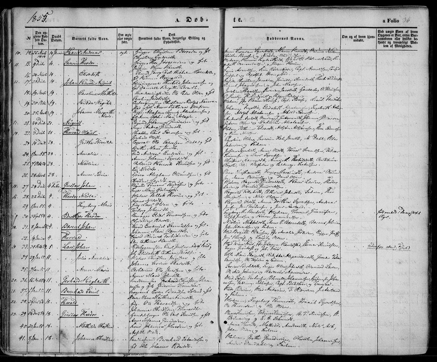 Kristiansand domprosti, SAK/1112-0006/F/Fa/L0014: Parish register (official) no. A 14, 1852-1867, p. 36