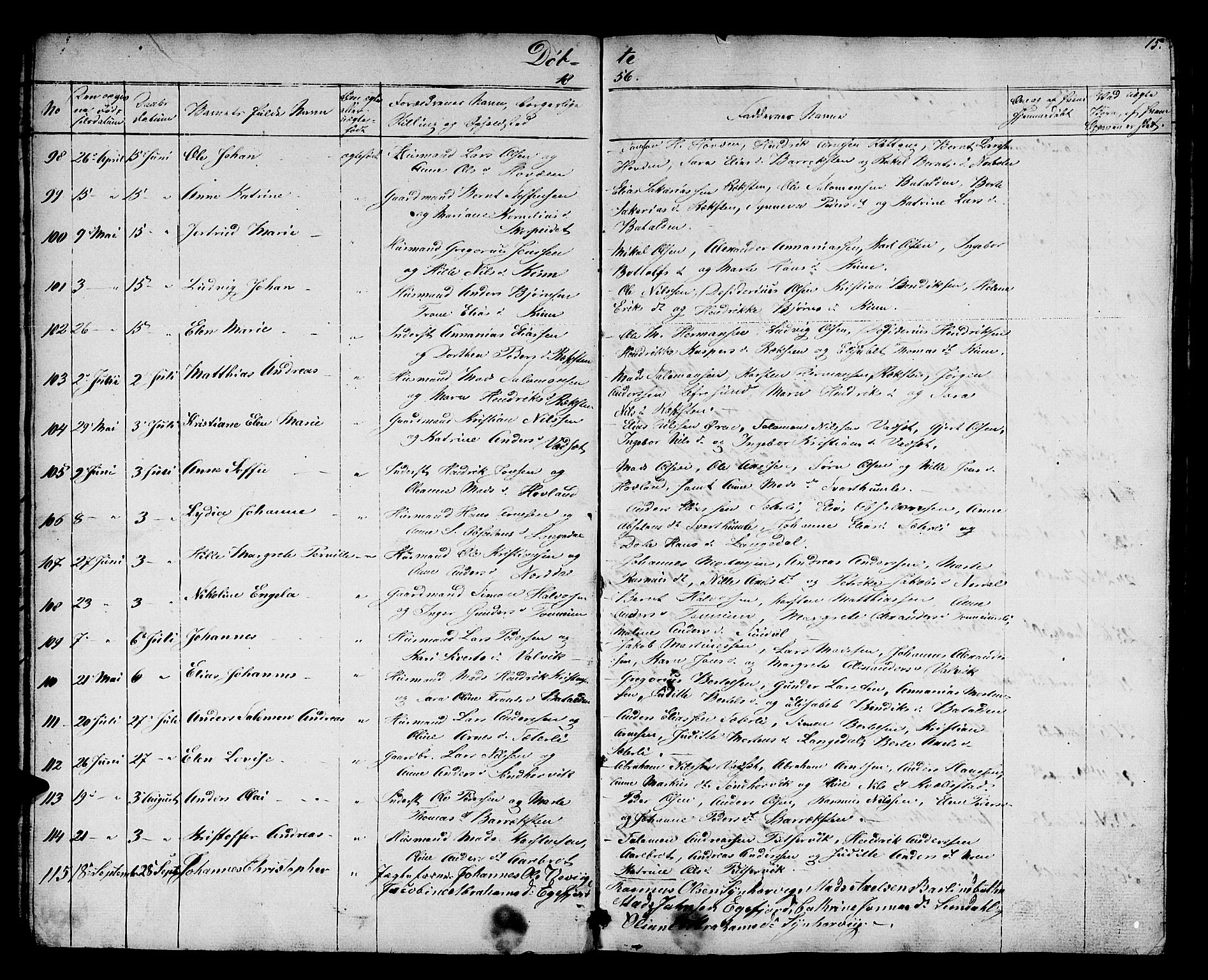 Kinn sokneprestembete, AV/SAB-A-80801/H/Hab/Haba/L0001: Parish register (copy) no. A 1, 1853-1868, p. 15