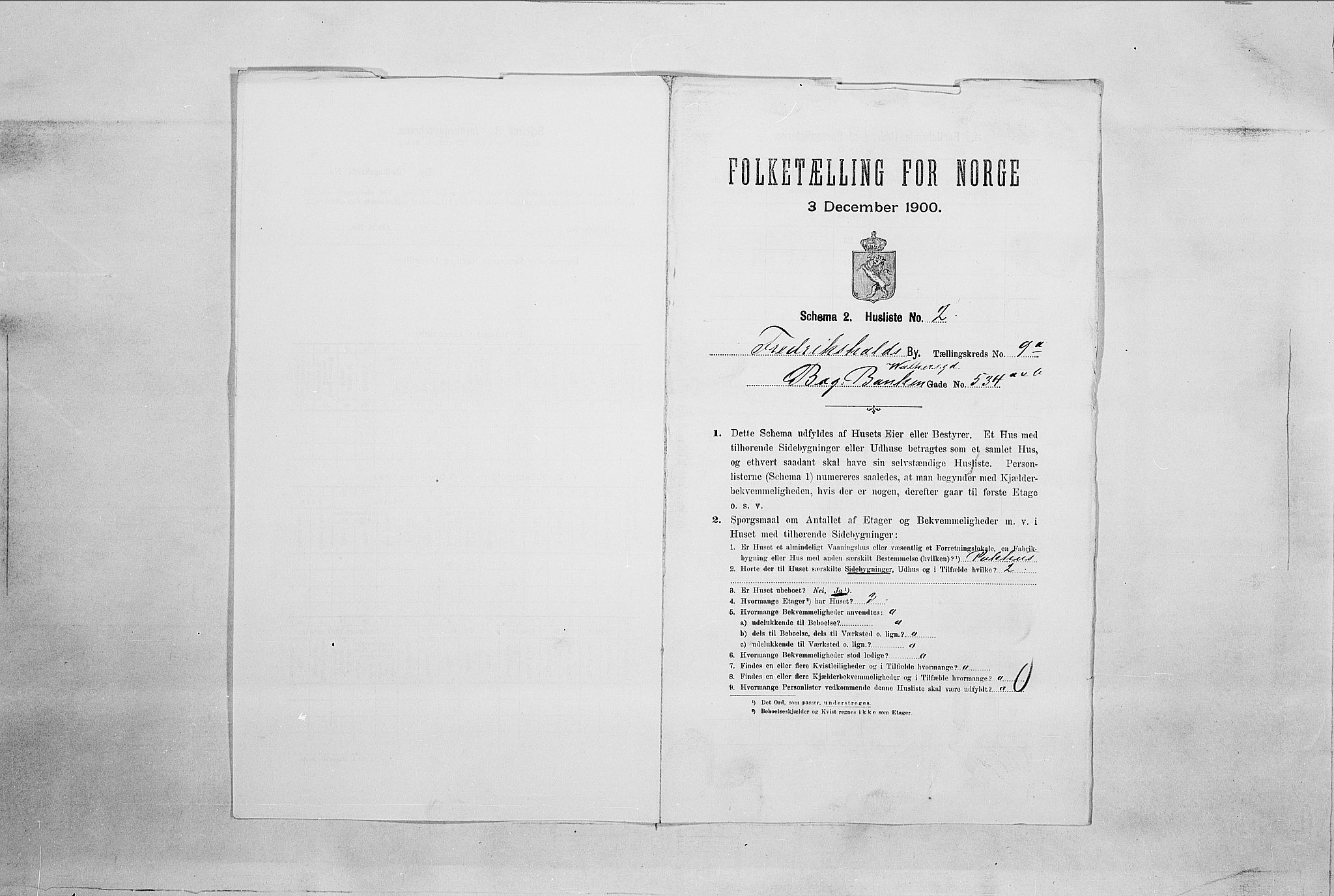 SAO, 1900 census for Fredrikshald, 1900