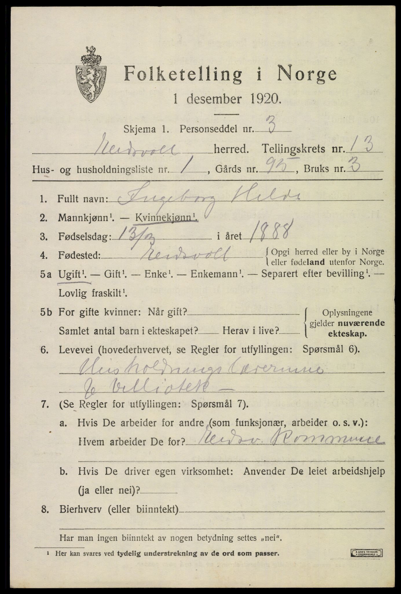 SAO, 1920 census for Eidsvoll, 1920, p. 19971