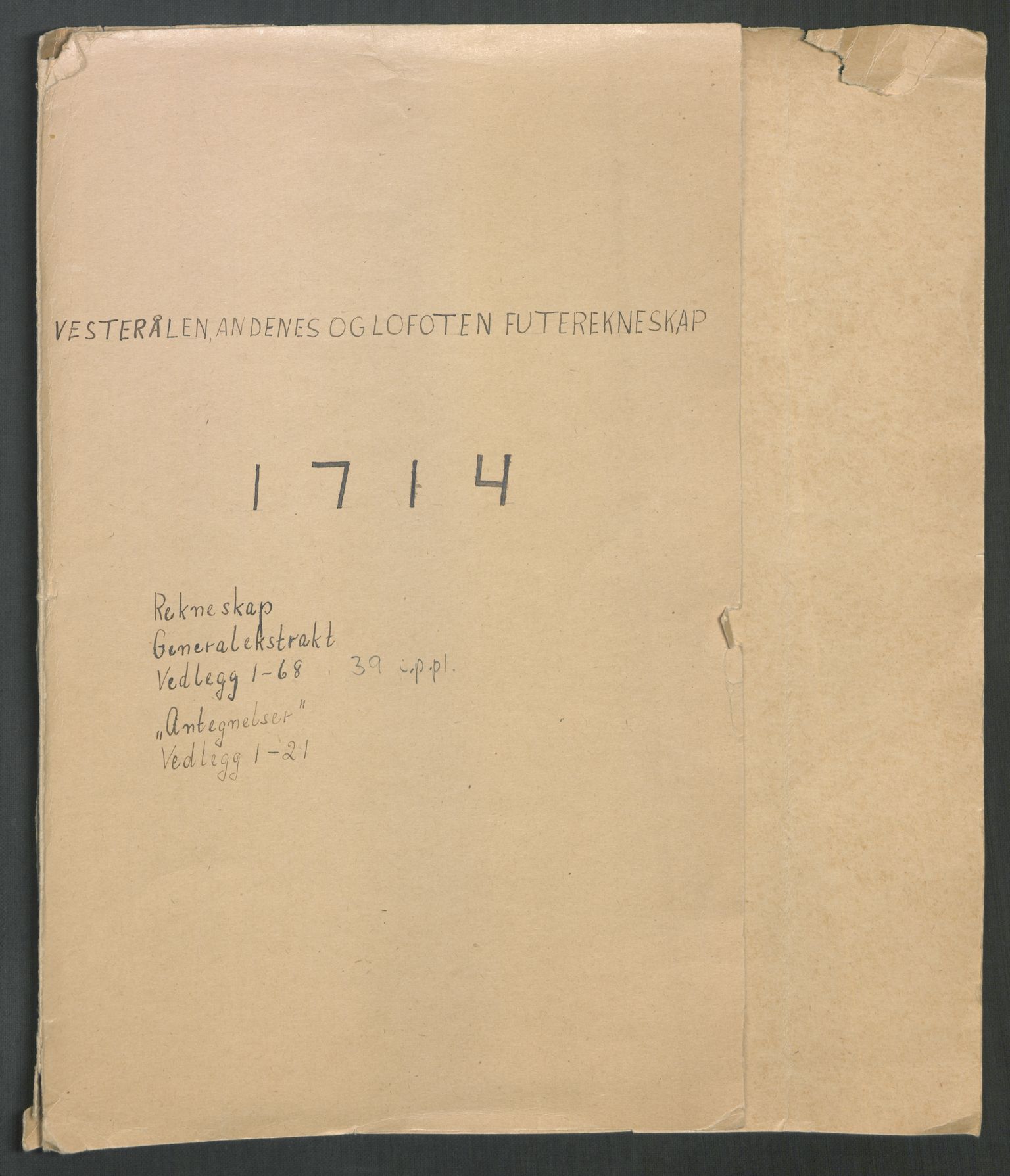 Rentekammeret inntil 1814, Reviderte regnskaper, Fogderegnskap, RA/EA-4092/R67/L4680: Fogderegnskap Vesterålen, Andenes og Lofoten, 1714, p. 2