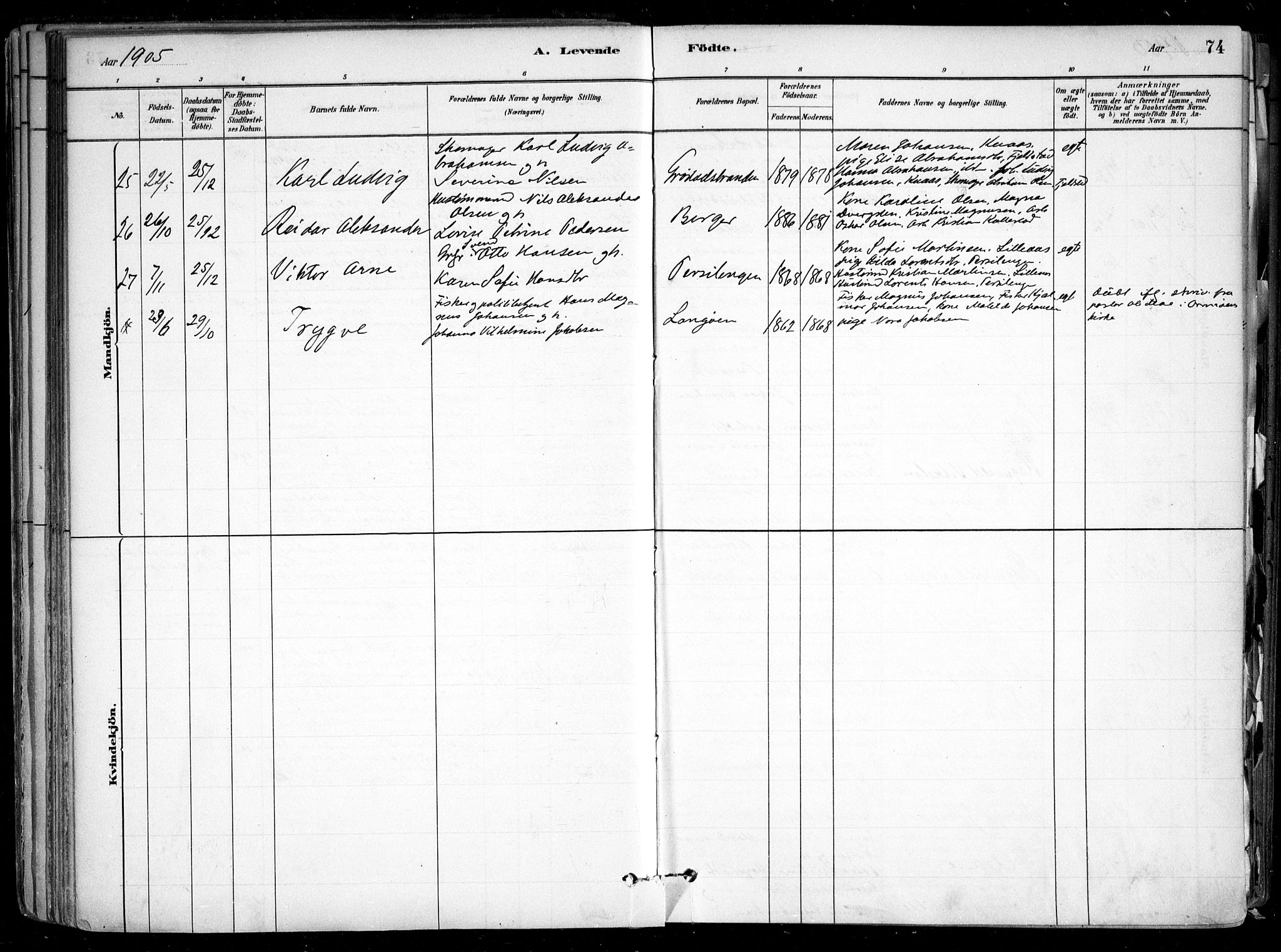 Nesodden prestekontor Kirkebøker, AV/SAO-A-10013/F/Fa/L0009: Parish register (official) no. I 9, 1880-1915, p. 74