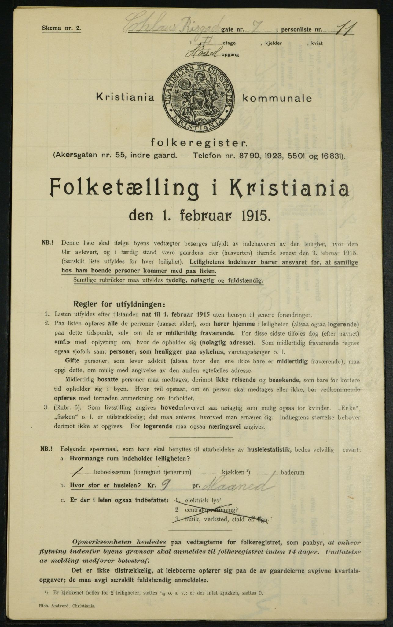 OBA, Municipal Census 1915 for Kristiania, 1915, p. 12756