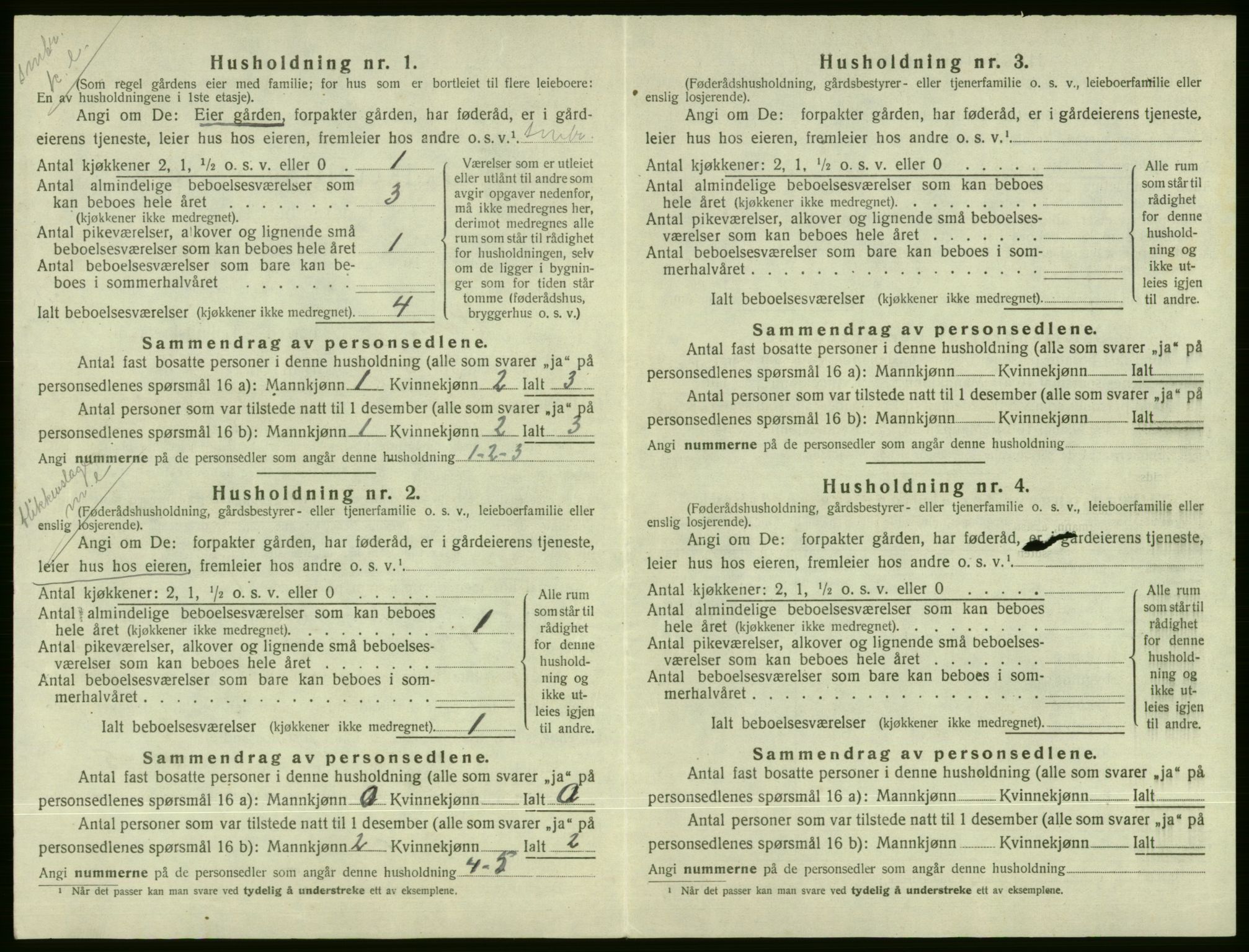 SAB, 1920 census for Voss, 1920, p. 1054