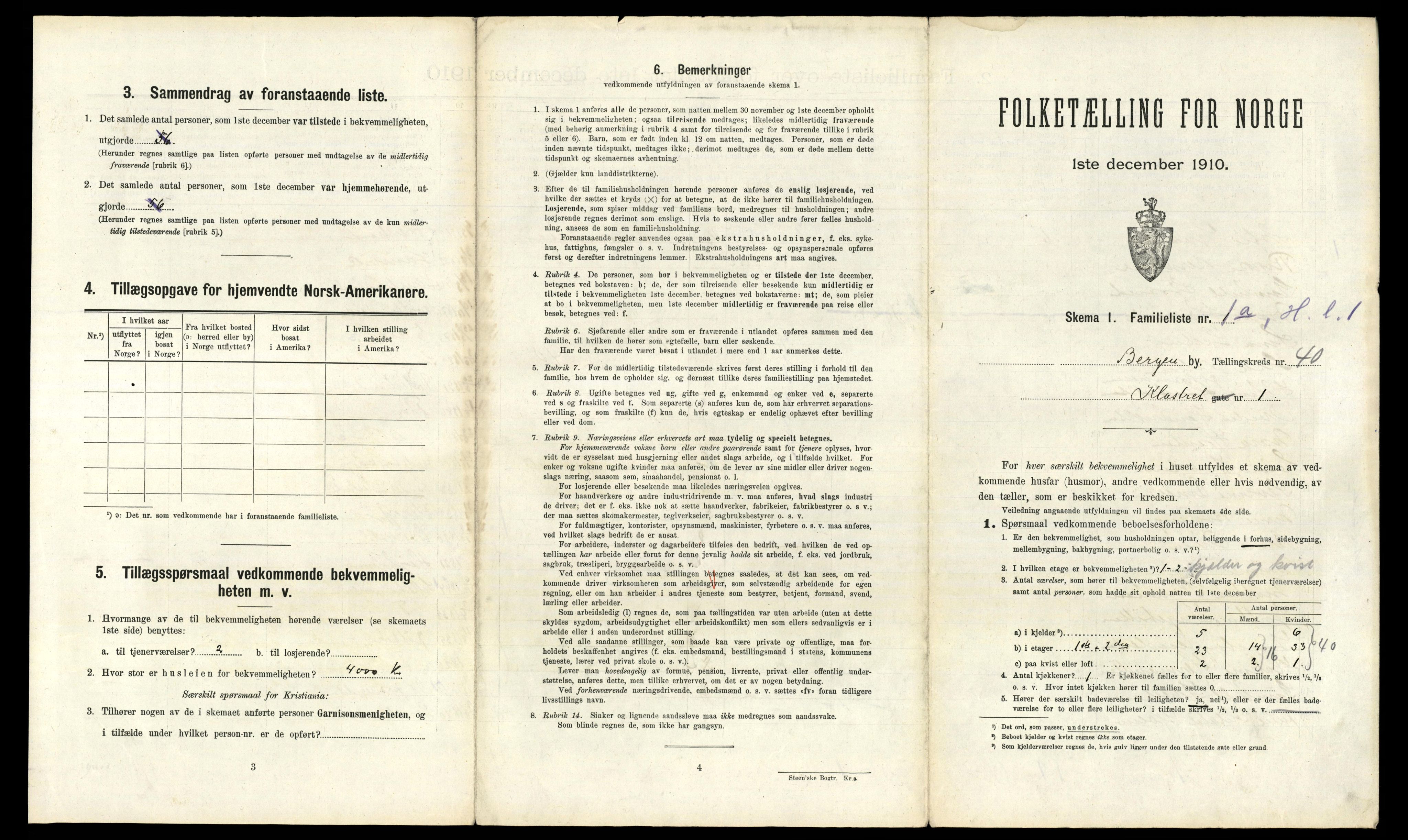 RA, 1910 census for Bergen, 1910, p. 13455