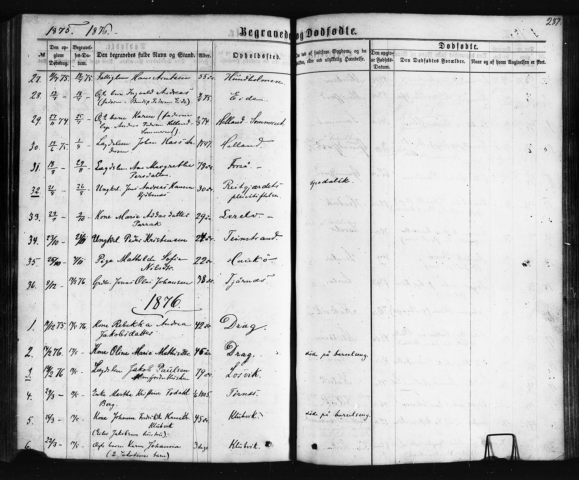 Ministerialprotokoller, klokkerbøker og fødselsregistre - Nordland, AV/SAT-A-1459/861/L0867: Parish register (official) no. 861A02, 1864-1878, p. 287