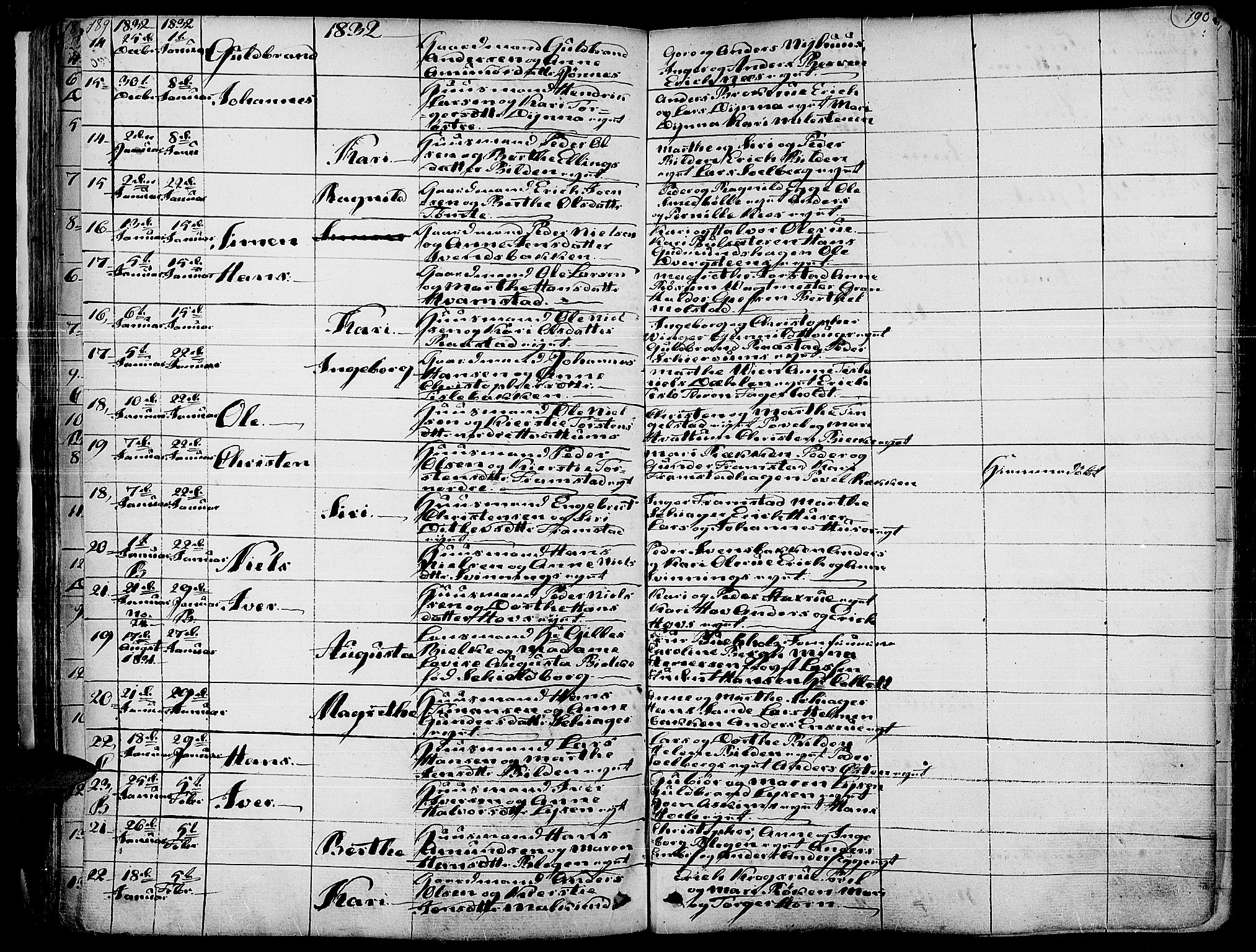 Gran prestekontor, SAH/PREST-112/H/Ha/Haa/L0010: Parish register (official) no. 10, 1824-1842, p. 189-190