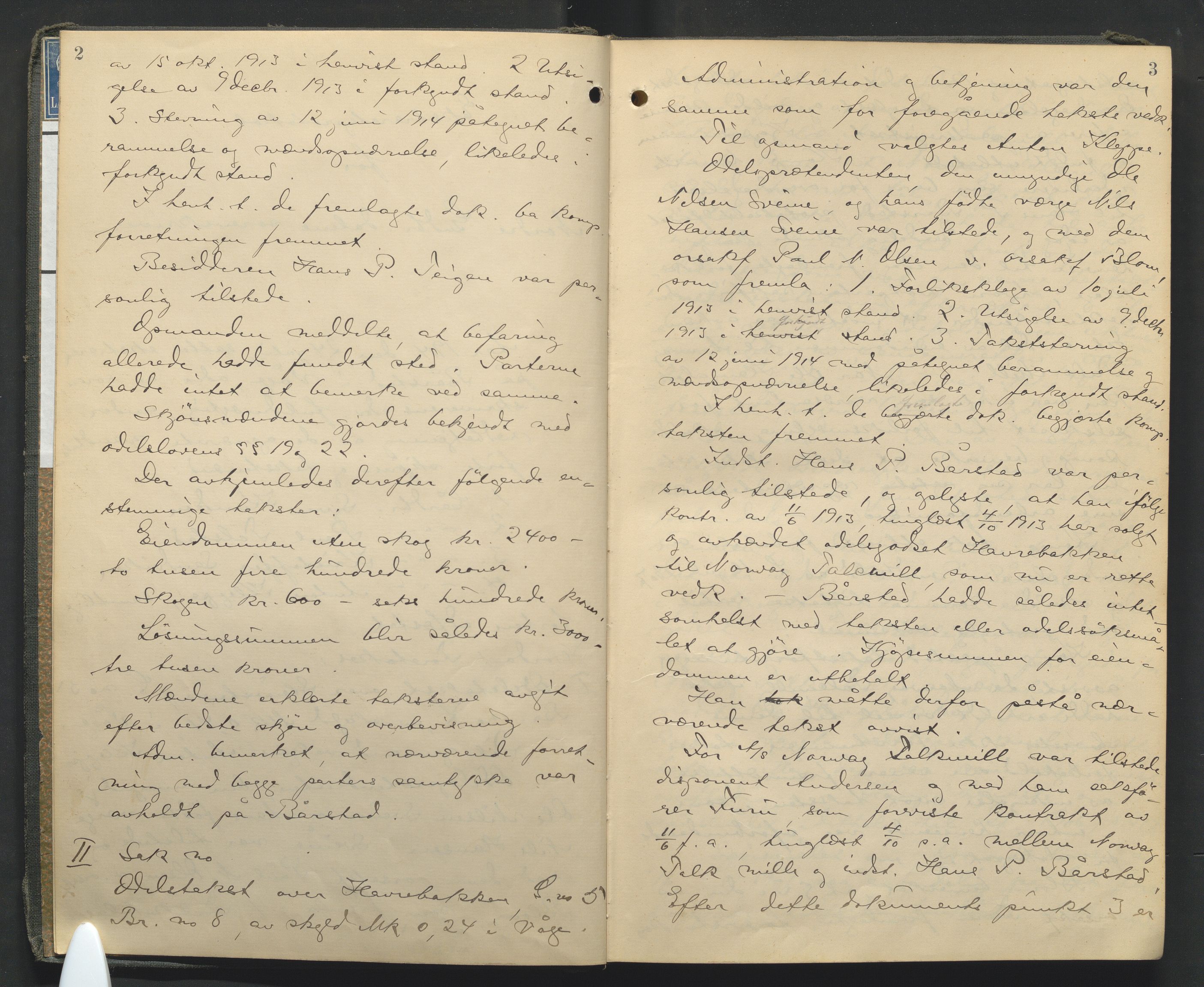 Nord-Gudbrandsdal tingrett, AV/SAH-TING-002/G/Gc/Gcb/L0011: Ekstrarettsprotokoll for åstedssaker, 1914-1923, p. 2-3