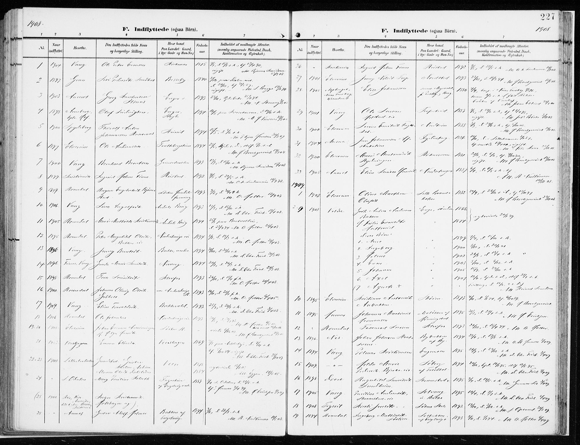 Løten prestekontor, SAH/PREST-022/K/Ka/L0011: Parish register (official) no. 11, 1908-1917, p. 227