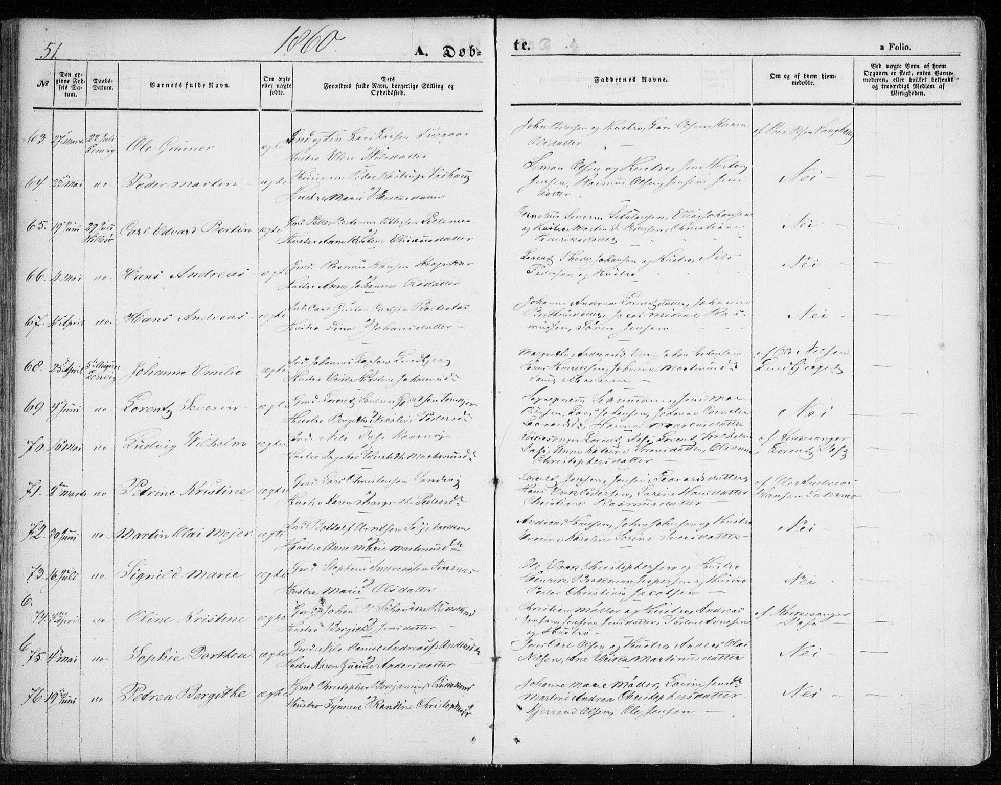 Lenvik sokneprestembete, SATØ/S-1310/H/Ha/Haa/L0007kirke: Parish register (official) no. 7, 1855-1865, p. 51
