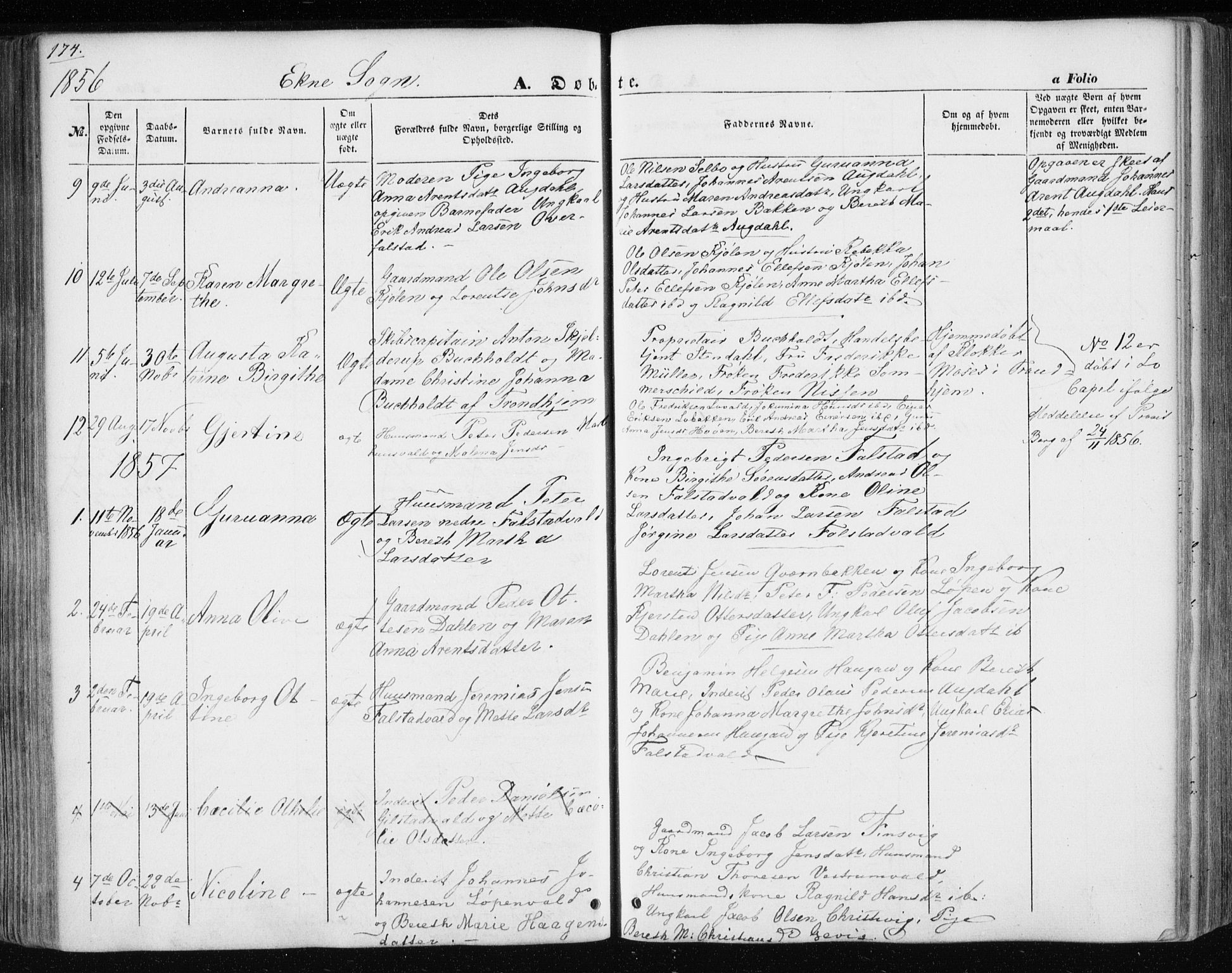 Ministerialprotokoller, klokkerbøker og fødselsregistre - Nord-Trøndelag, SAT/A-1458/717/L0154: Parish register (official) no. 717A07 /3, 1850-1862, p. 174