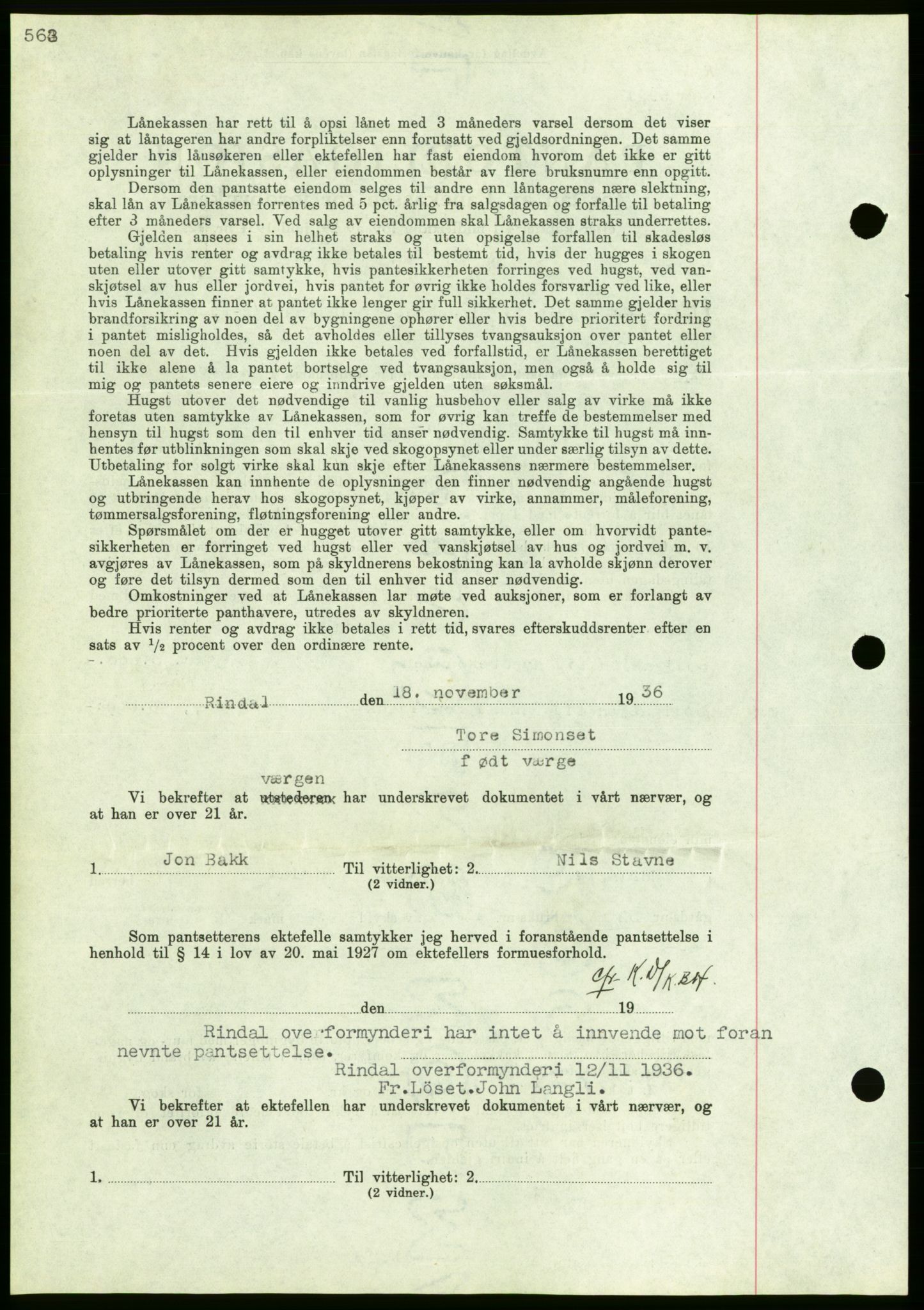 Nordmøre sorenskriveri, AV/SAT-A-4132/1/2/2Ca/L0090: Mortgage book no. B80, 1936-1937, Diary no: : 2799/1936