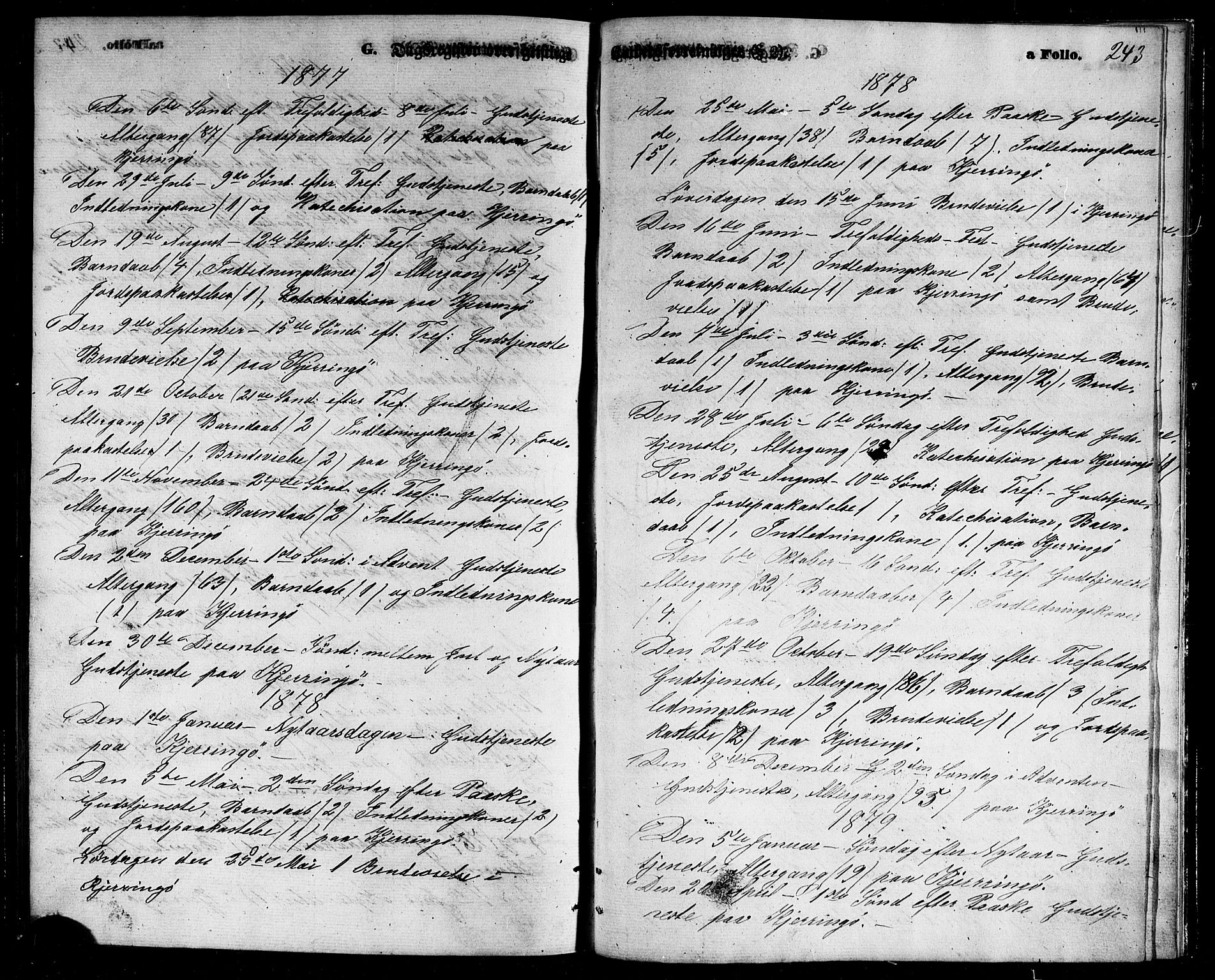Ministerialprotokoller, klokkerbøker og fødselsregistre - Nordland, SAT/A-1459/803/L0075: Parish register (copy) no. 803C02, 1867-1881, p. 243