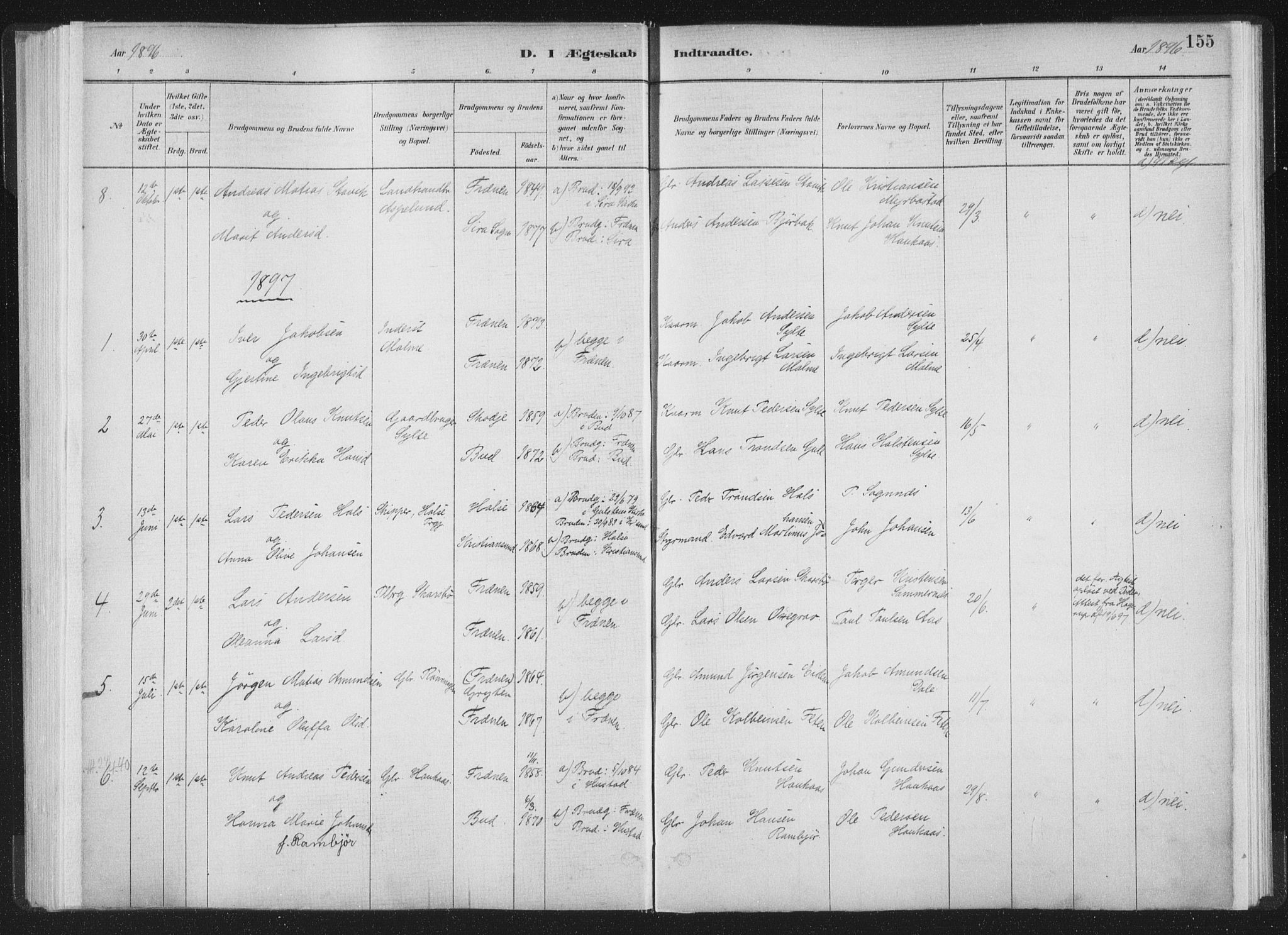 Ministerialprotokoller, klokkerbøker og fødselsregistre - Møre og Romsdal, AV/SAT-A-1454/564/L0740: Parish register (official) no. 564A01, 1880-1899, p. 155