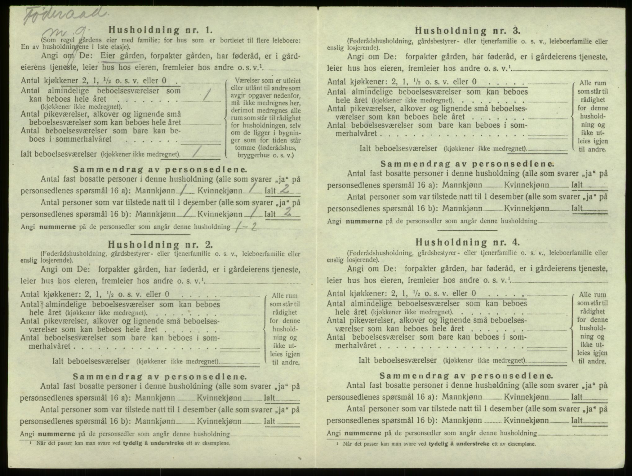 SAB, 1920 census for Selje, 1920, p. 1017