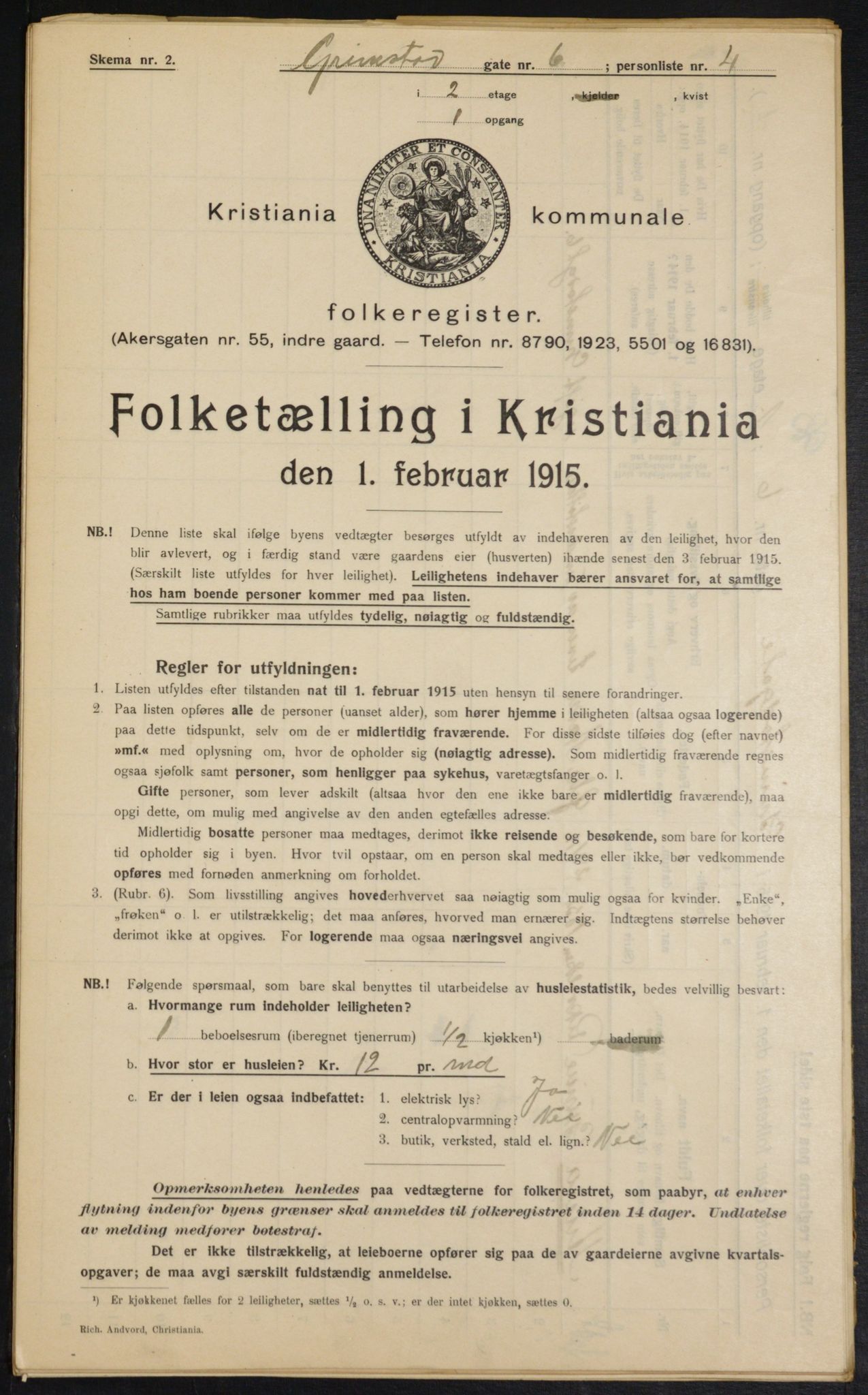 OBA, Municipal Census 1915 for Kristiania, 1915, p. 29580