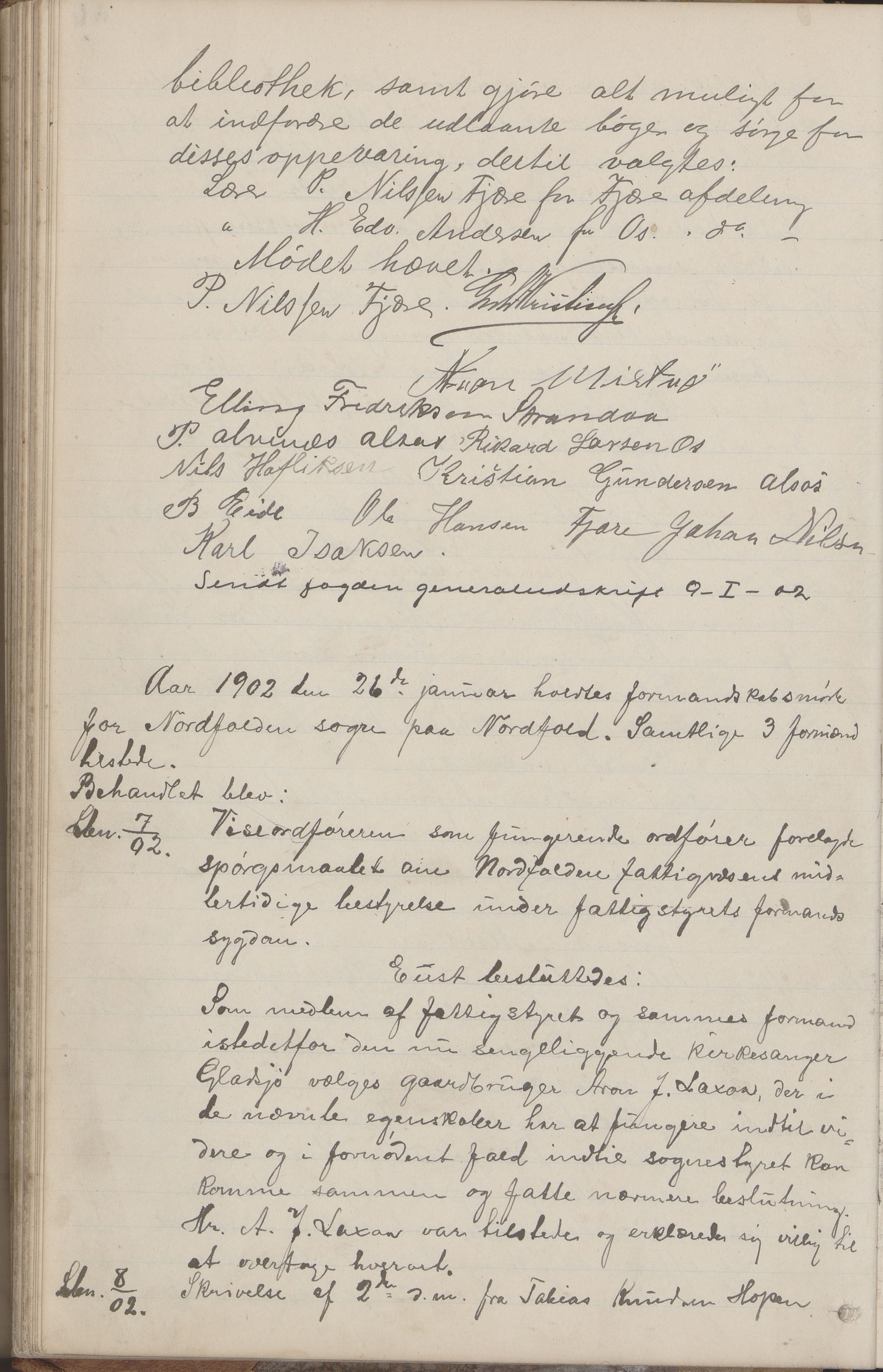 Kjerringøy kommune. Formannskapet, AIN/K-18441.150/A/Aa/L0002: Forhandlingsprotokoll Norfolden- Kjerringø formanskap, 1900-1911