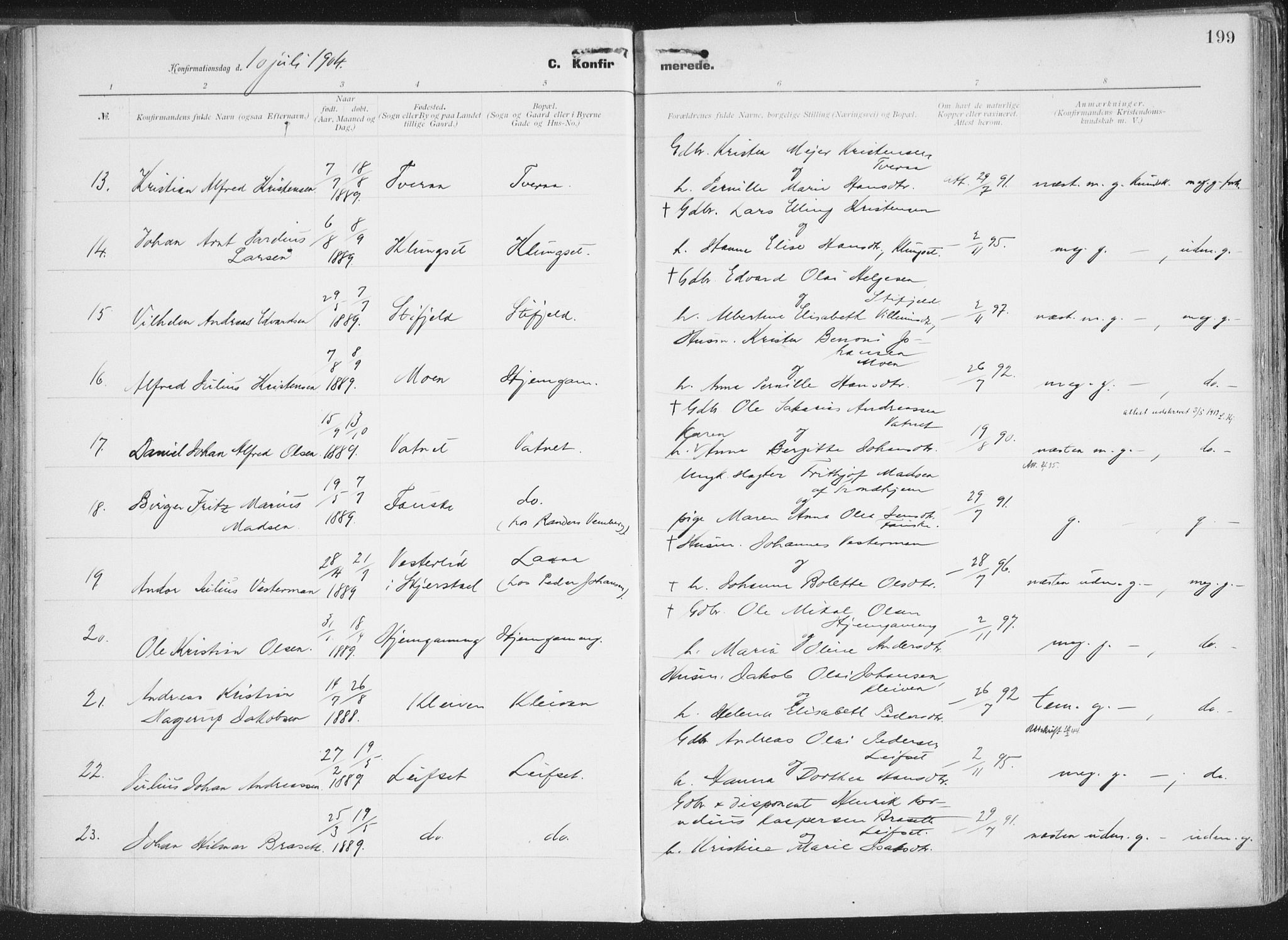 Ministerialprotokoller, klokkerbøker og fødselsregistre - Nordland, AV/SAT-A-1459/849/L0696: Parish register (official) no. 849A08, 1898-1910, p. 199