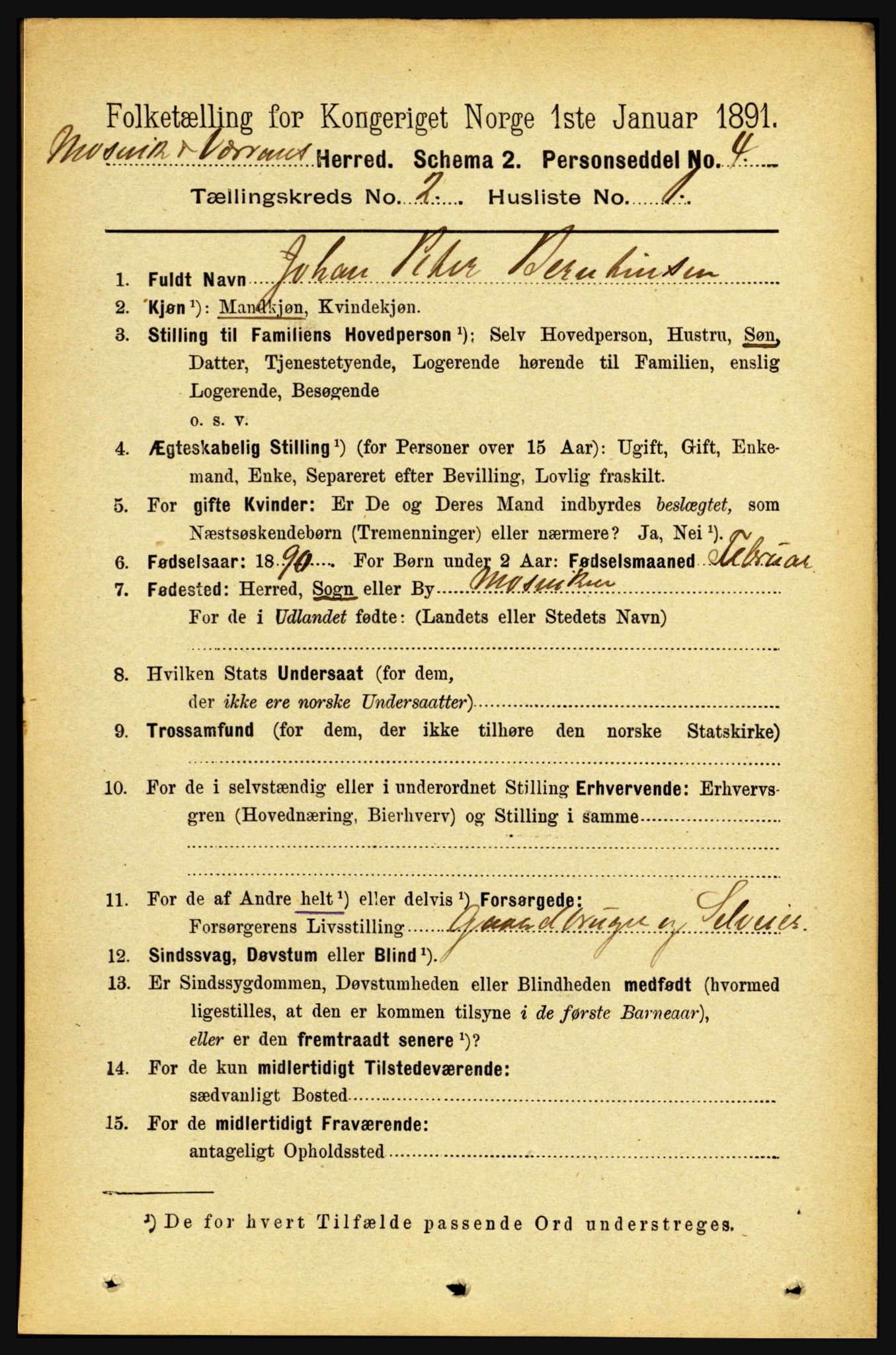 RA, 1891 census for 1723 Mosvik og Verran, 1891, p. 490