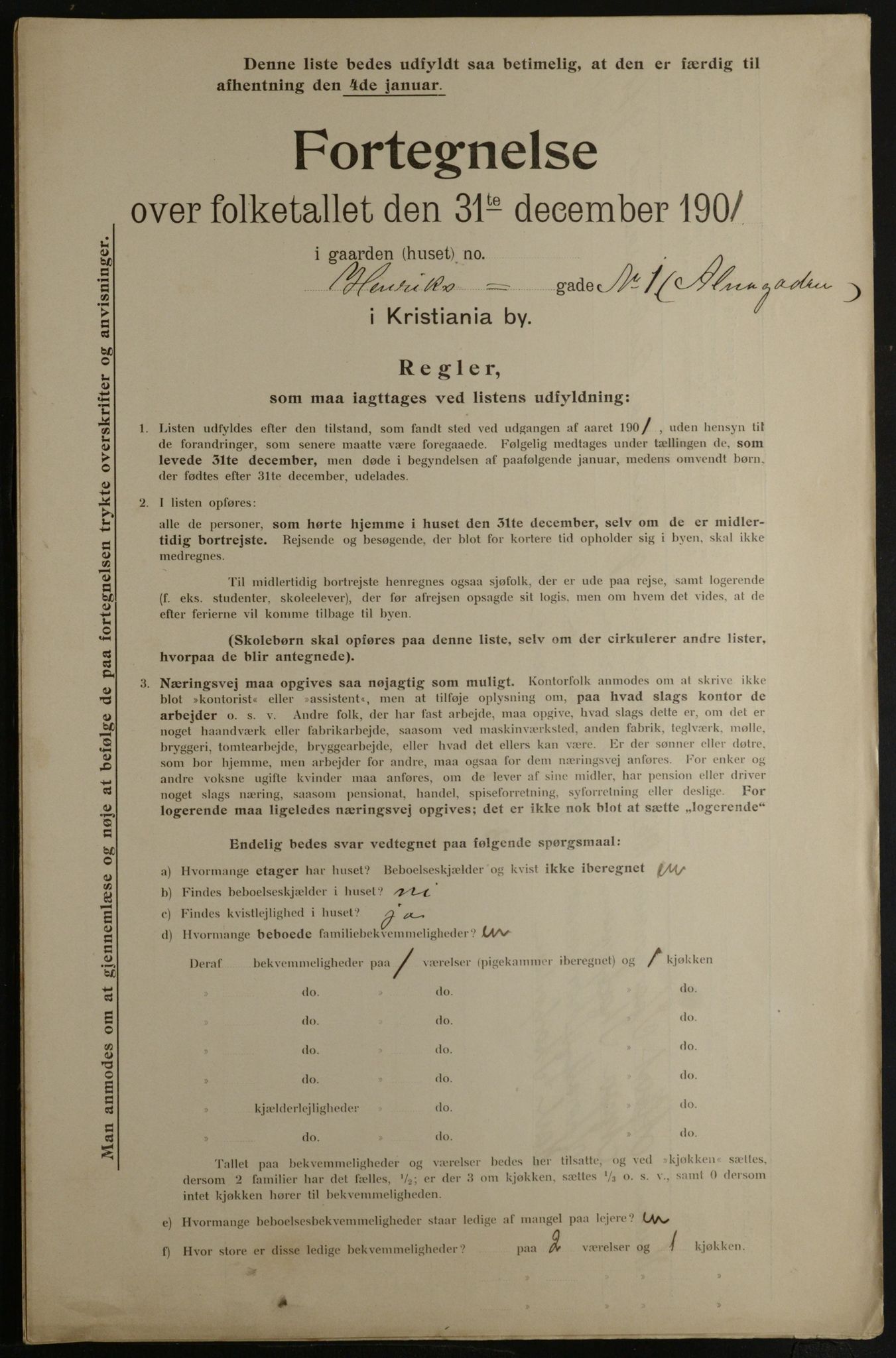 OBA, Municipal Census 1901 for Kristiania, 1901, p. 6111