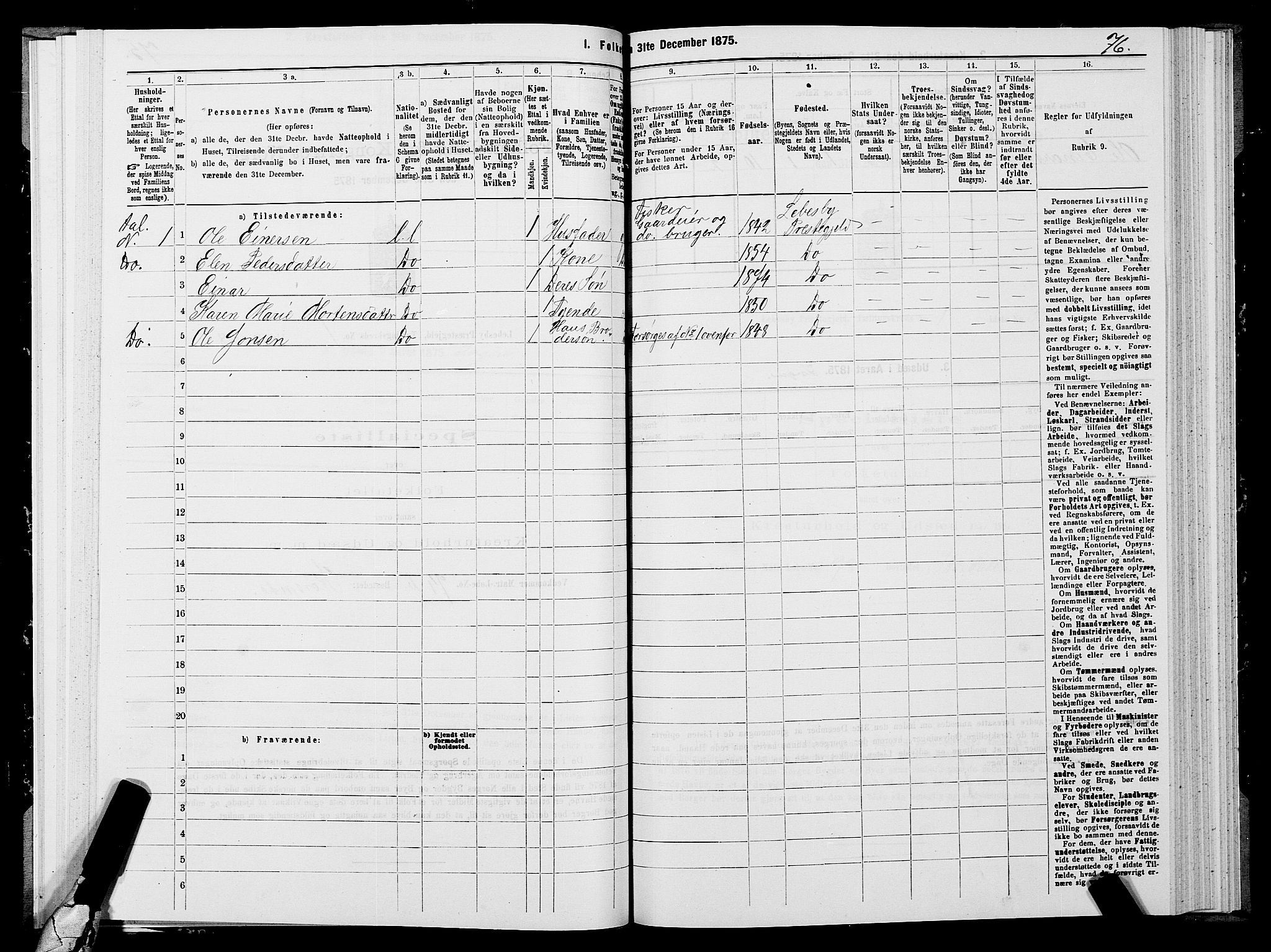 SATØ, 1875 census for 2022P Lebesby, 1875, p. 1076