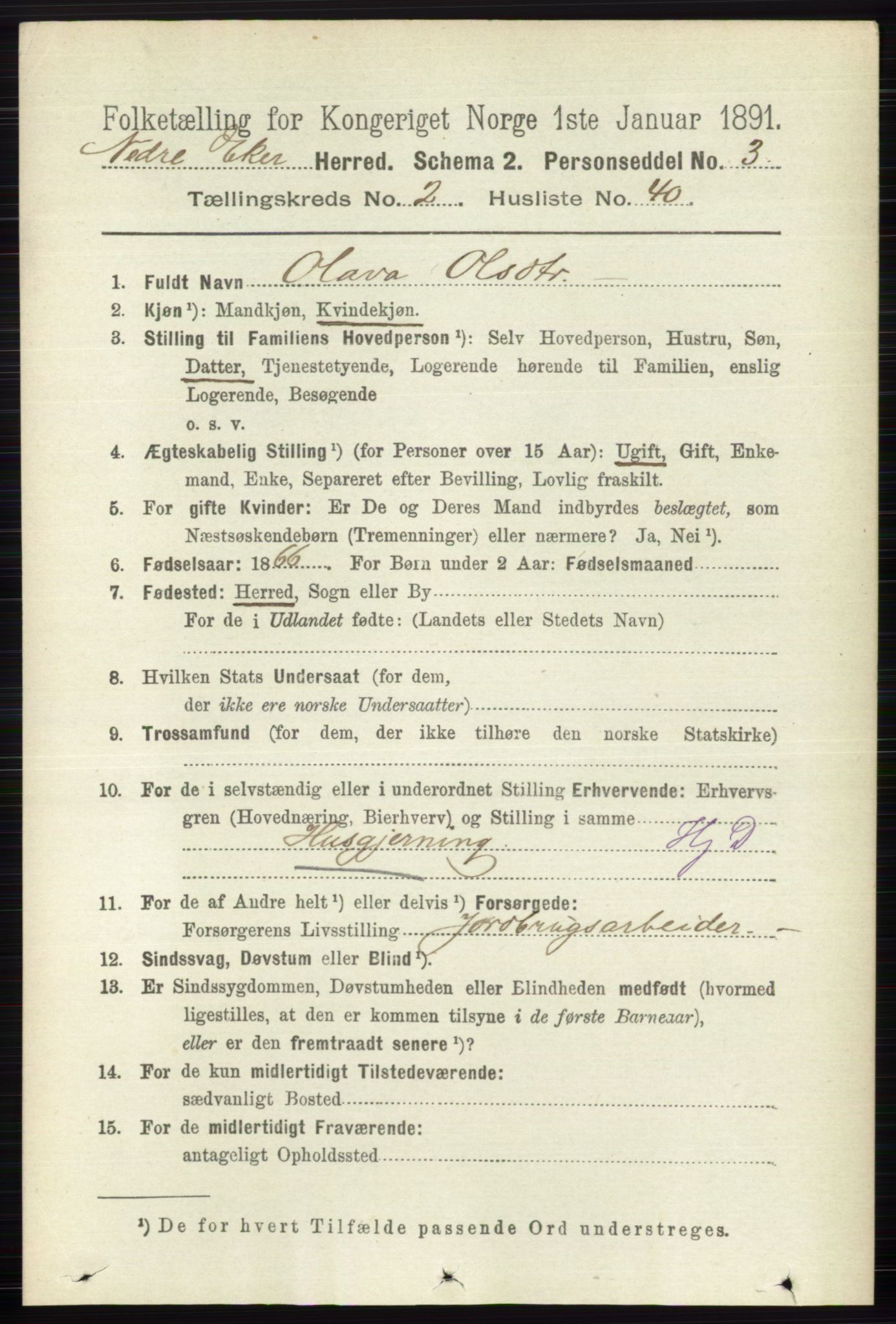 RA, 1891 census for 0625 Nedre Eiker, 1891, p. 766