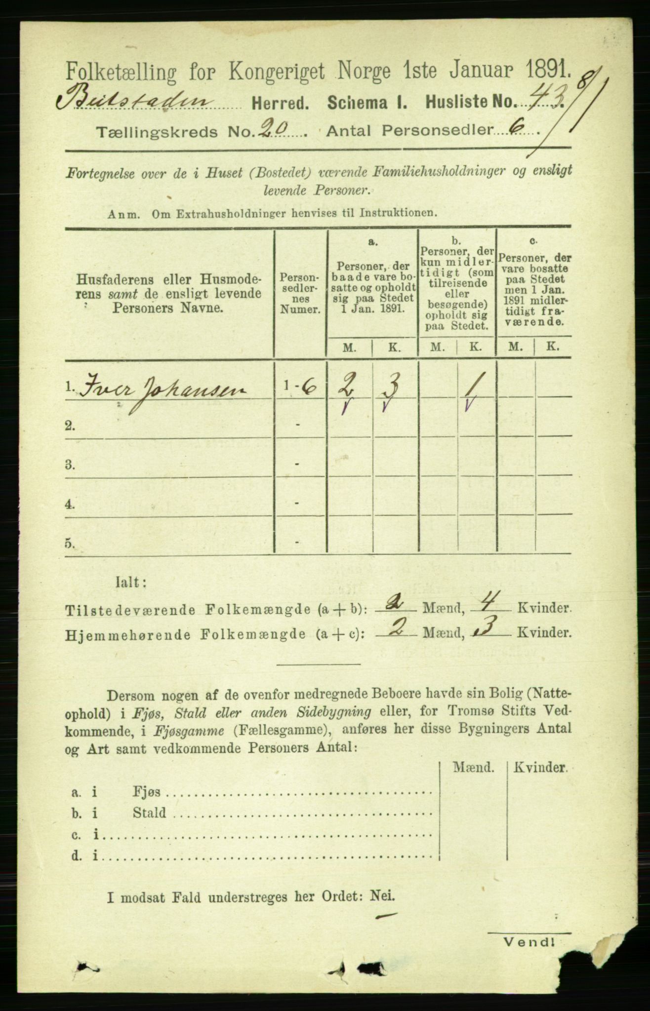 RA, 1891 census for 1727 Beitstad, 1891, p. 5107